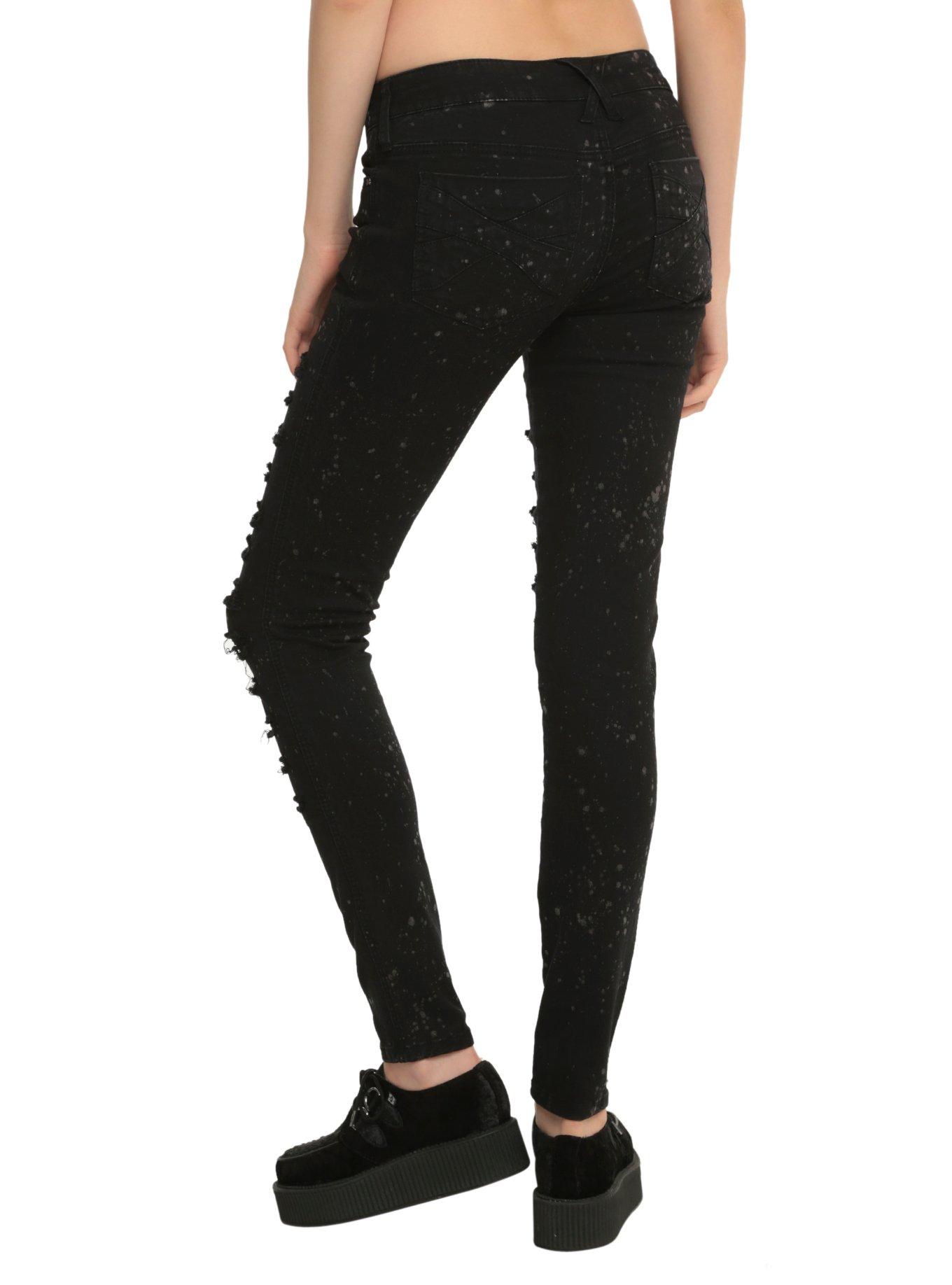 Royal Bones Black Bleach Fishnet Skinny Jeans, , alternate