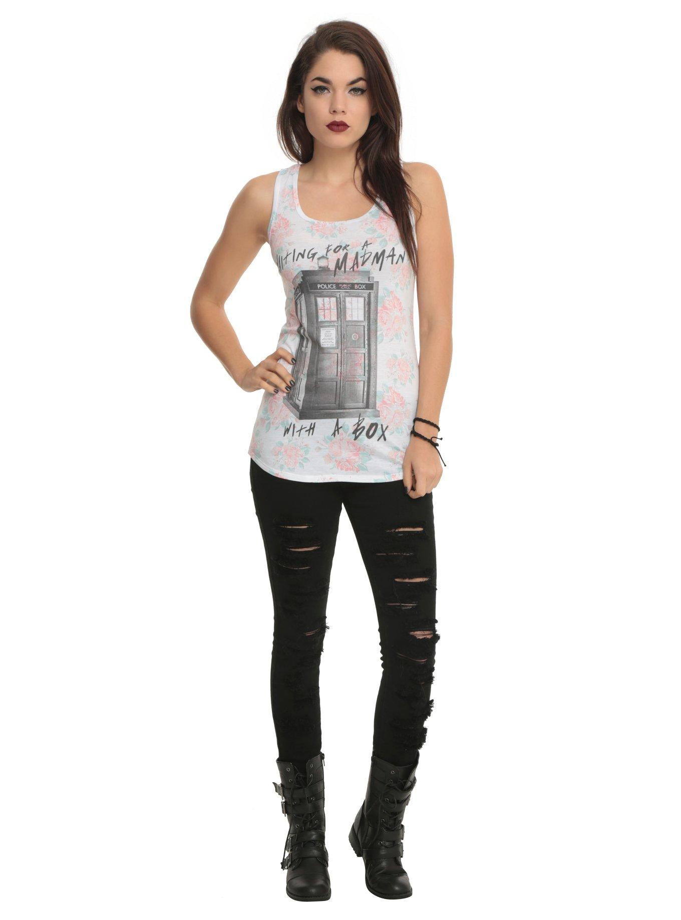 Doctor Who Madman Floral Girls Tank Top, , alternate