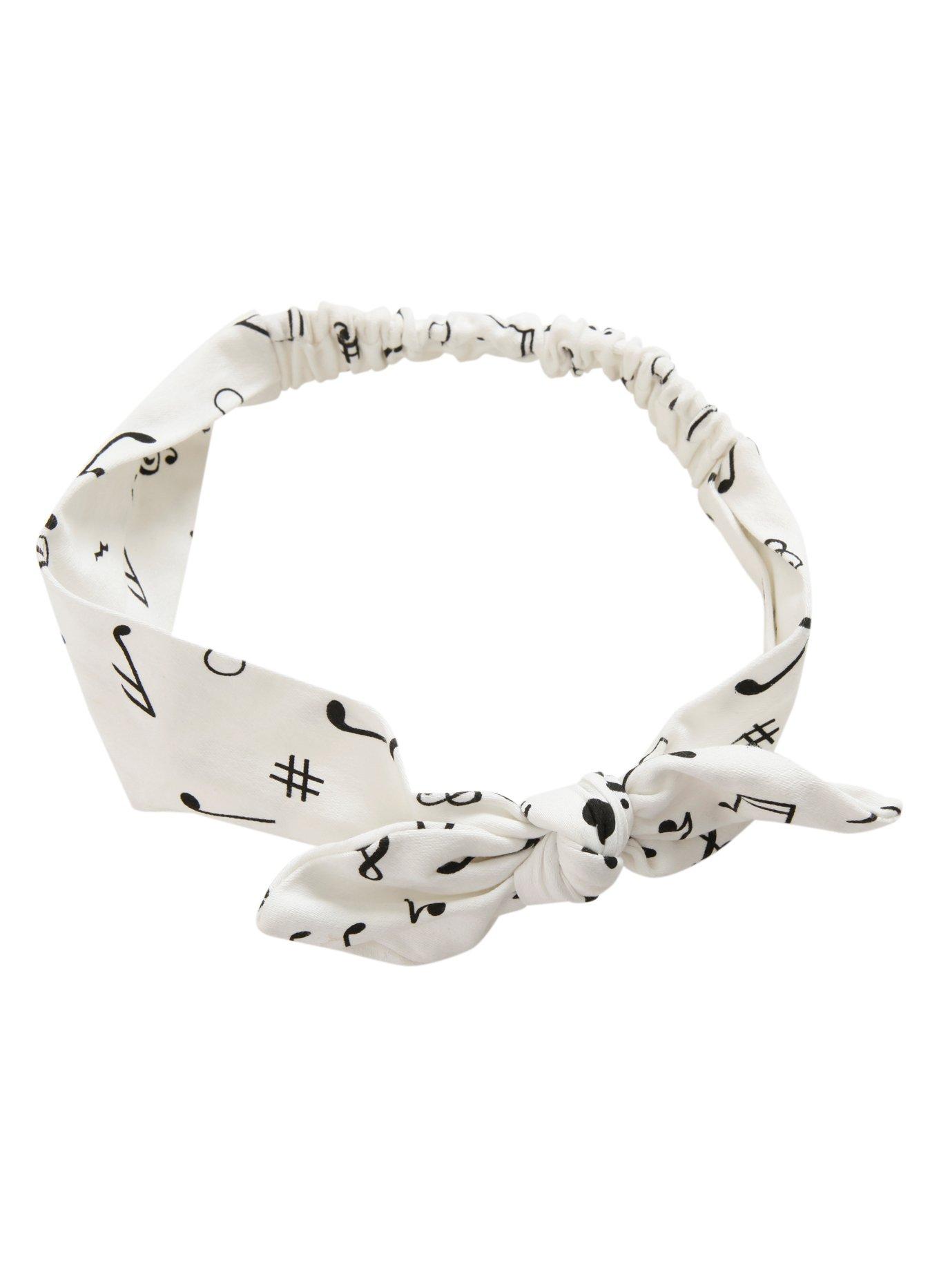 LOVEsick Music Note Bow Stretchy Headband, , alternate