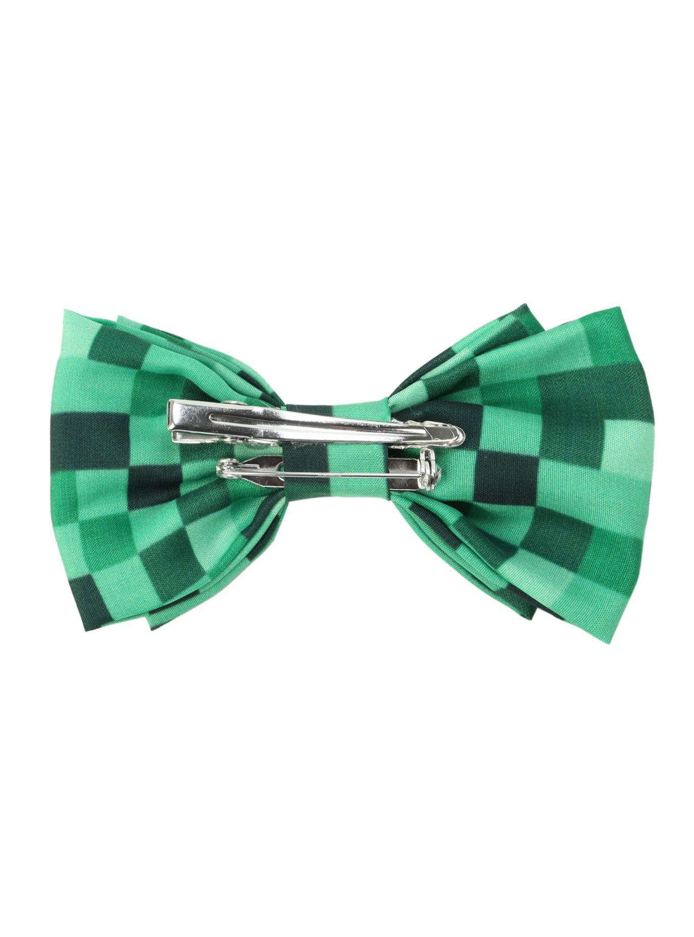 Green Pixel Hair Bow, , alternate