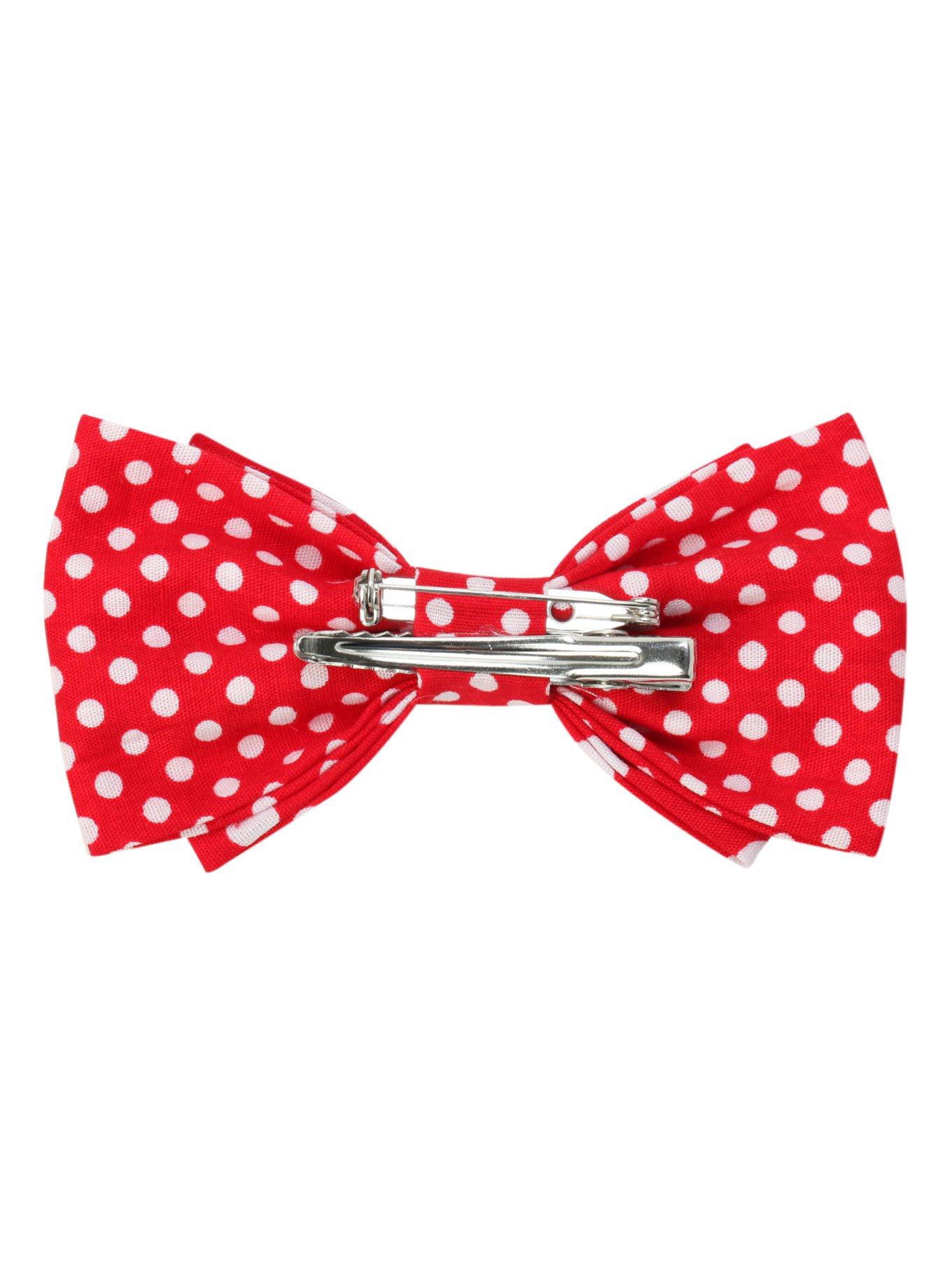 Red & White Polka Dot Hair Bow, , alternate