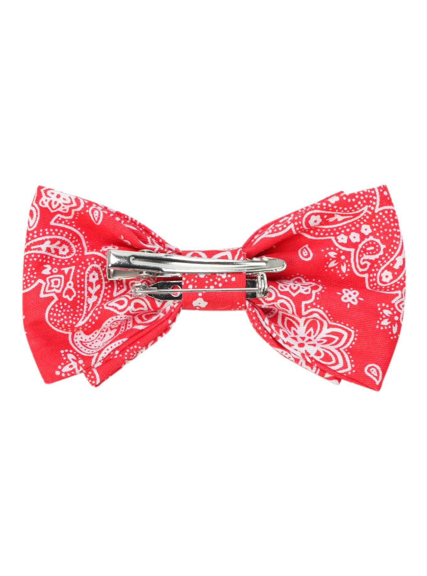 Red Bandana Hair Bow, , alternate