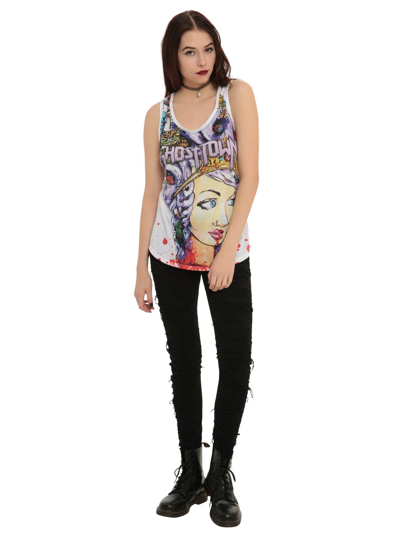 Ghost Town Off With Her Head Sublimation Girls Tank Top, BLACK, alternate