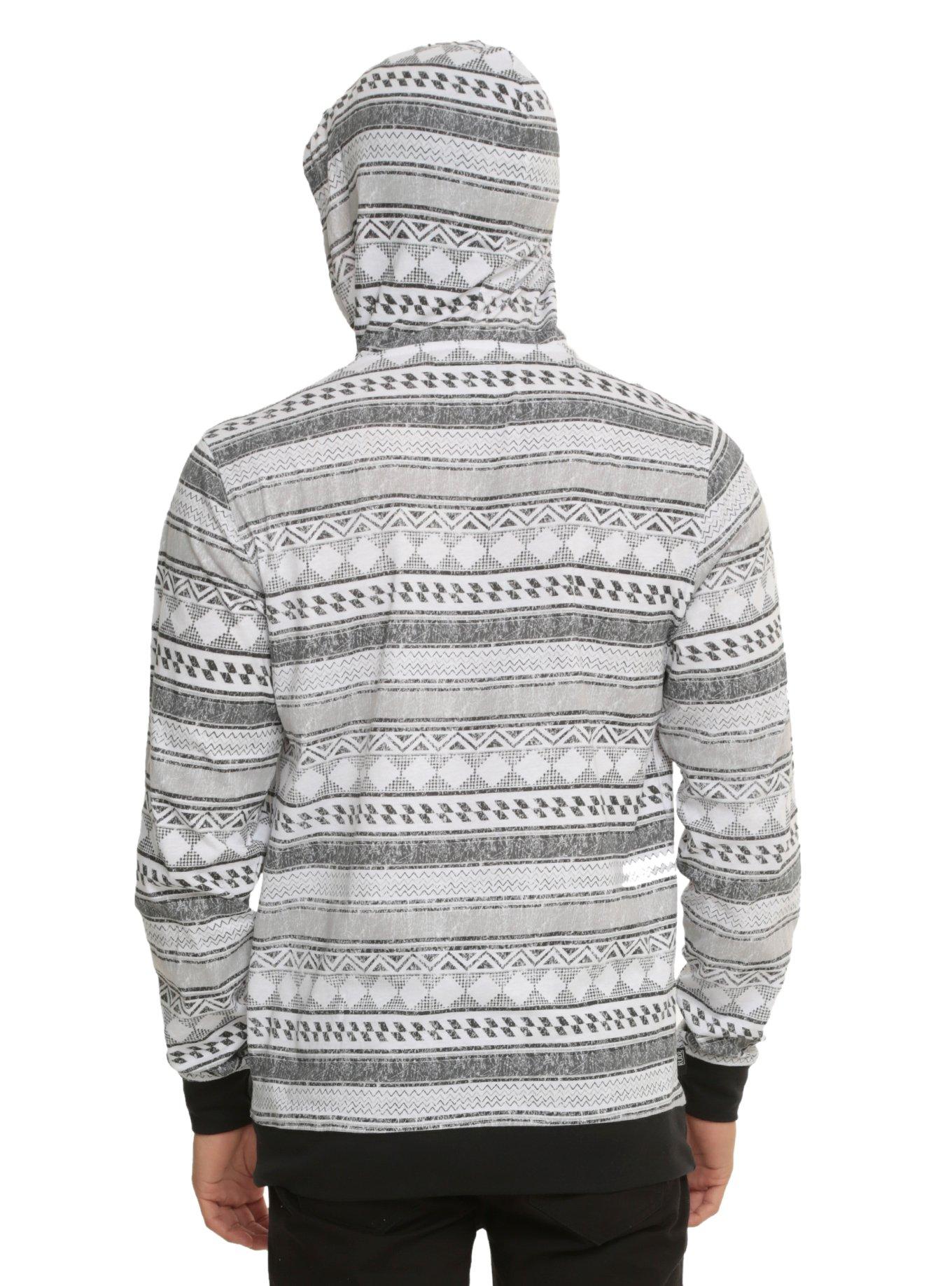 RUDE Distressed Geometric Stripe Hoodie, , alternate