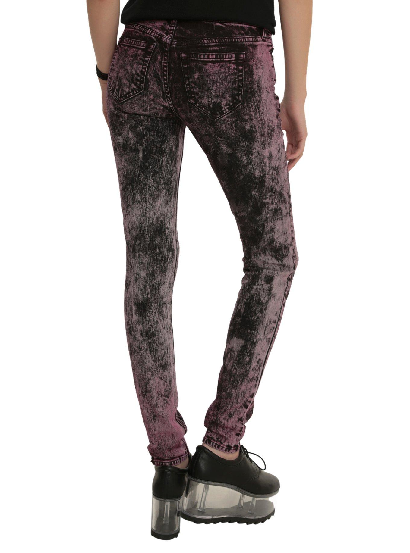 LOVEsick Pink Acid Wash Skinny Jeans, , alternate