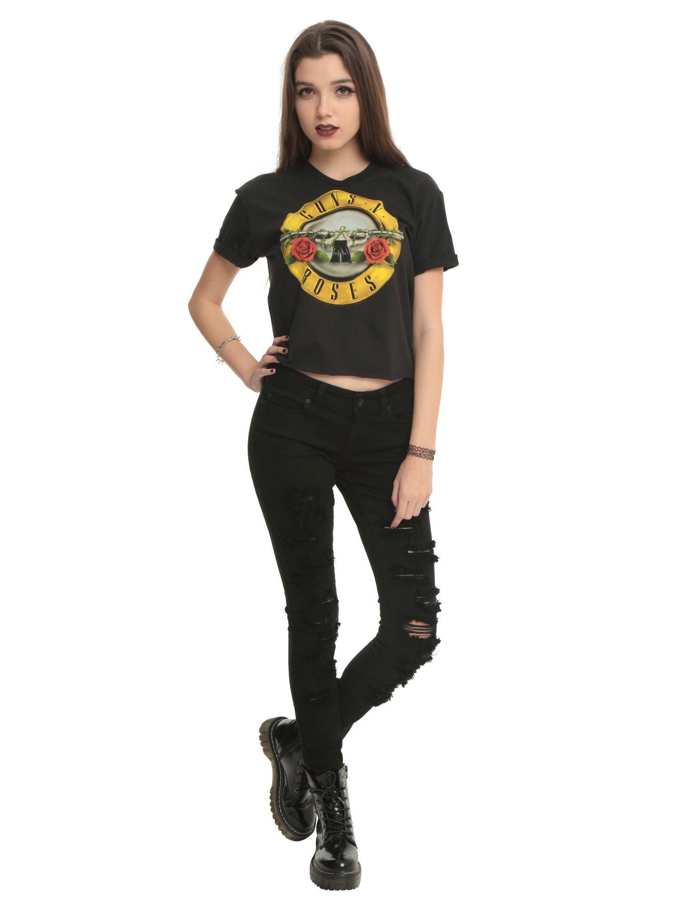 Guns N' Roses Circle Logo Girls Crop Top, , alternate
