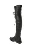 Black Lace-Up PU Boots, , alternate