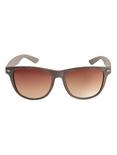 Brown Faux Wood Retro Sunglasses, , alternate