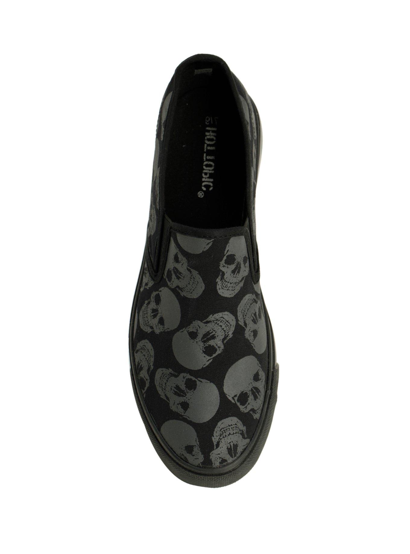 Skull Print Slip-On Sneakers, , alternate