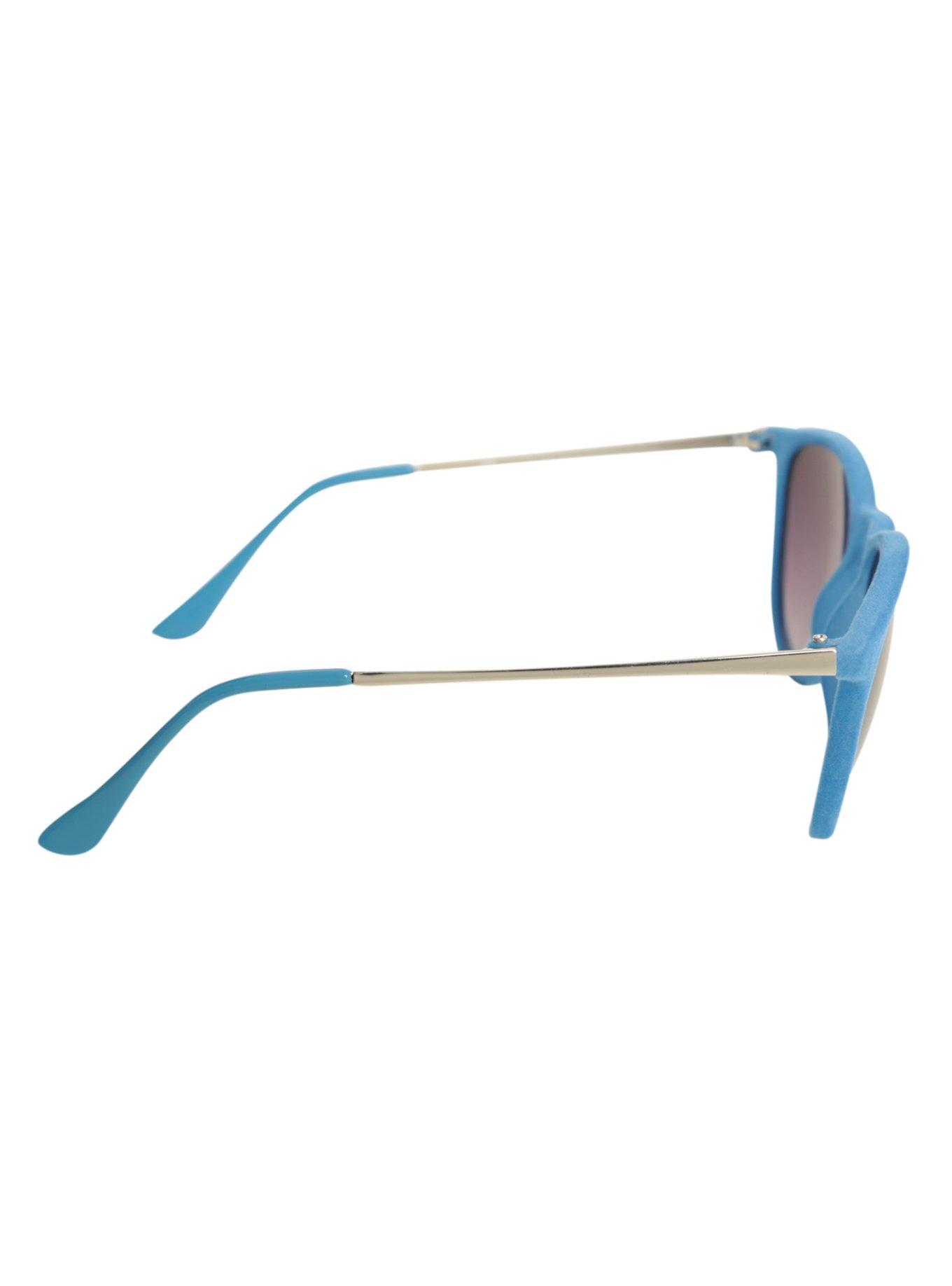 Blue Flocked Keyhole Sunglasses, , alternate