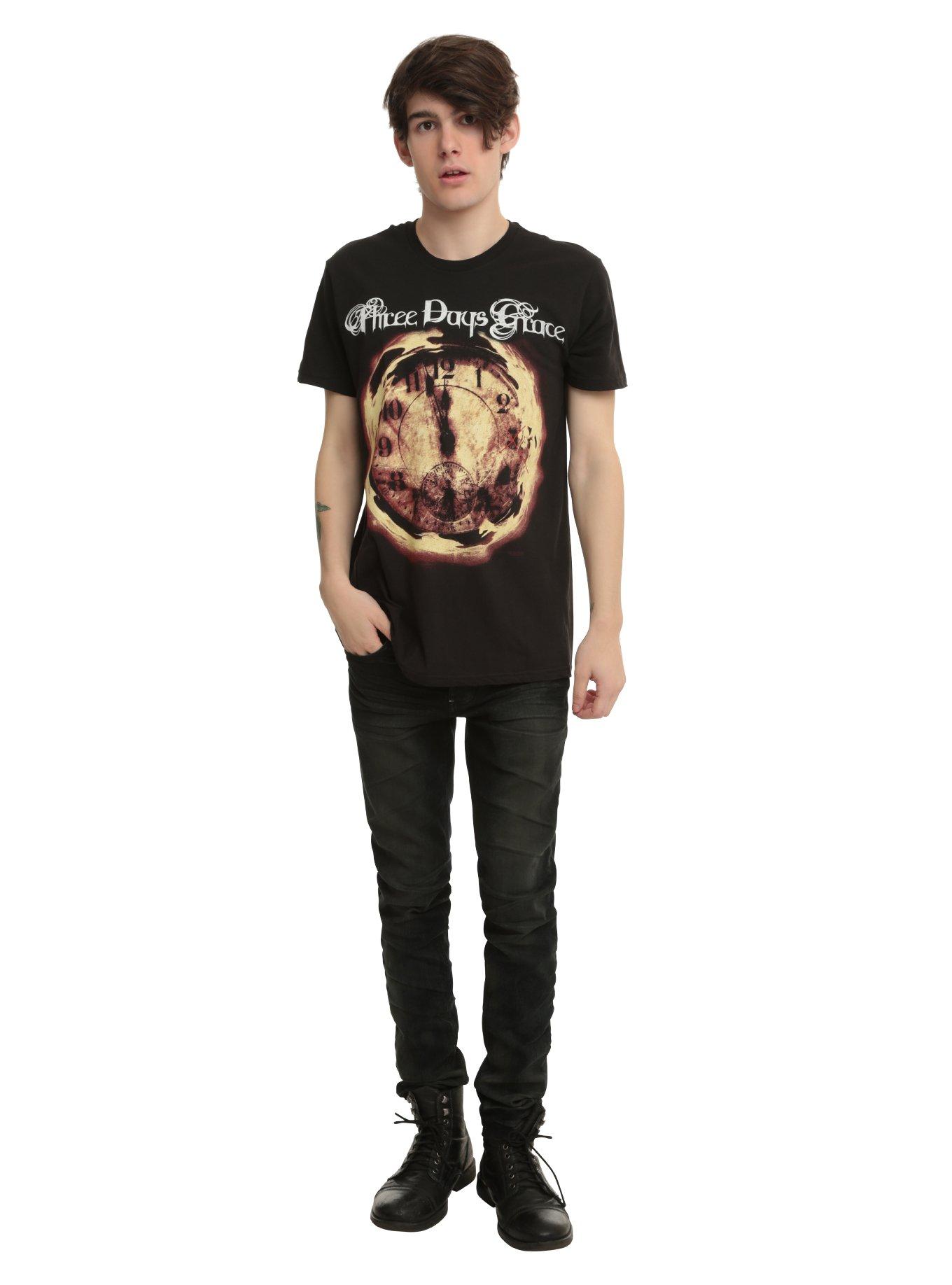 Three Days Grace Clock T-Shirt, BLACK, alternate