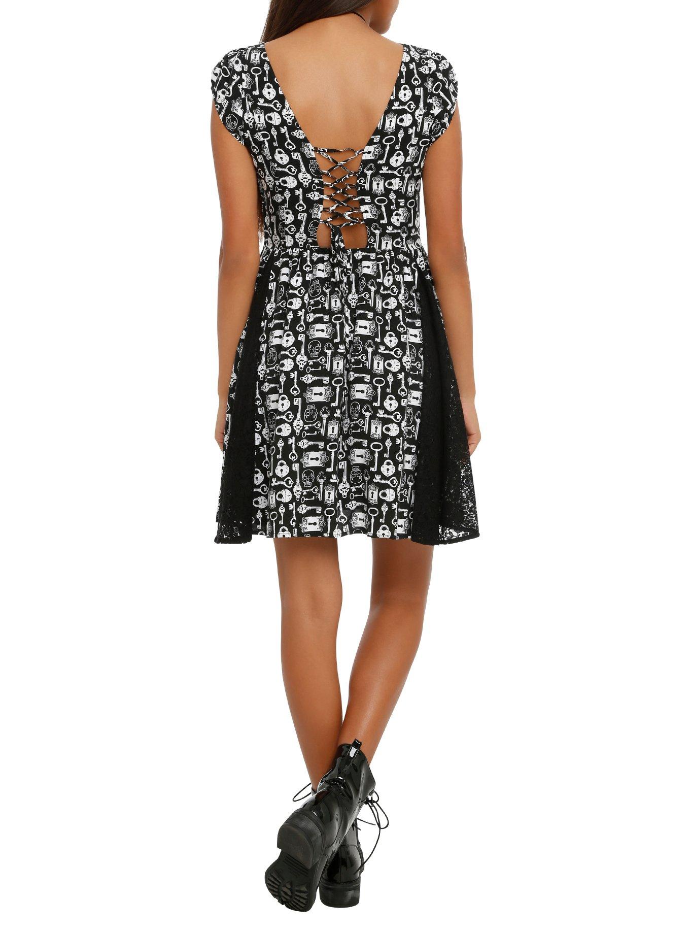 Key Skull Print Challis Dress, , alternate