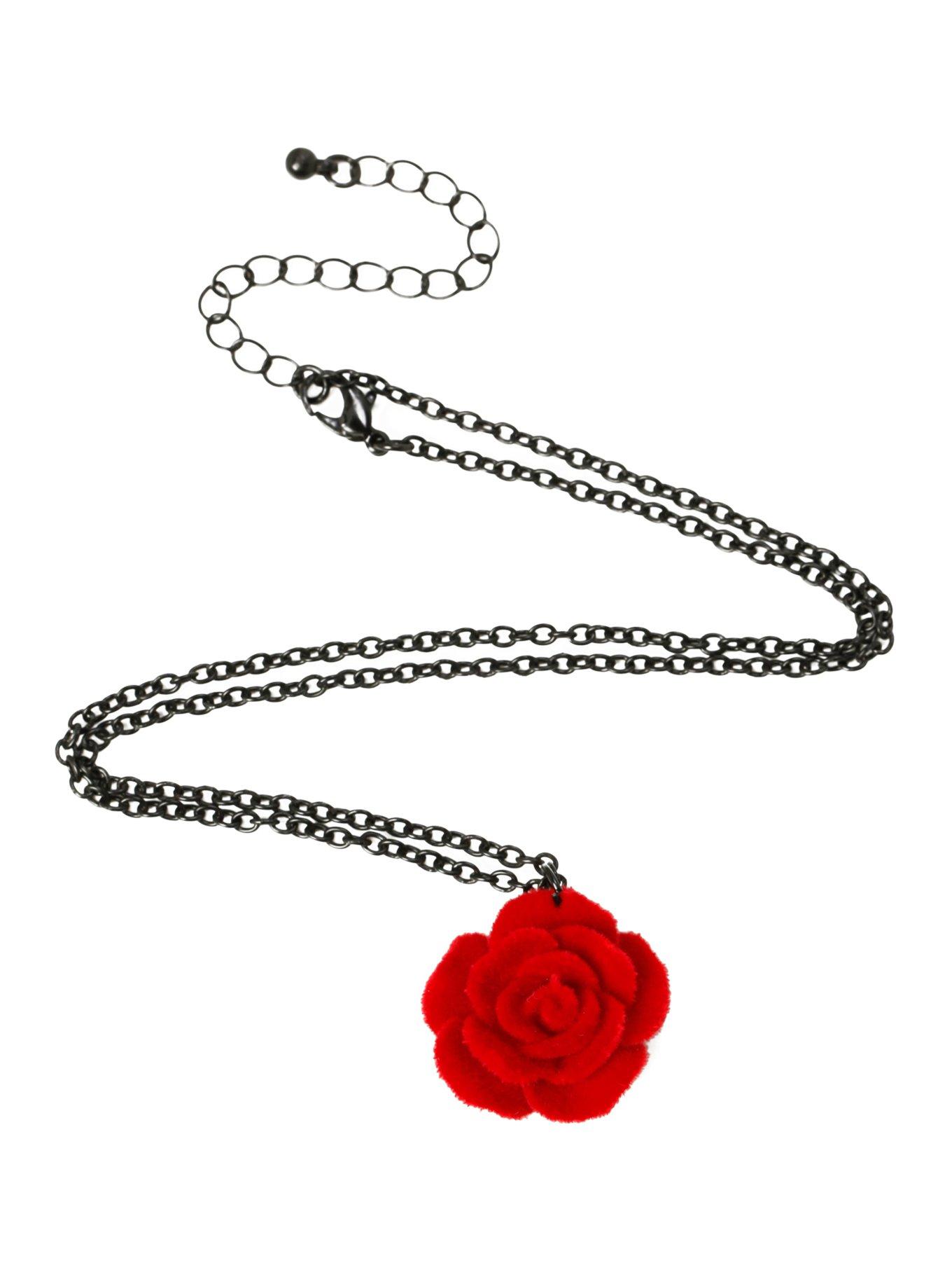 LOVEsick Red Velvet Rose Necklace, , alternate