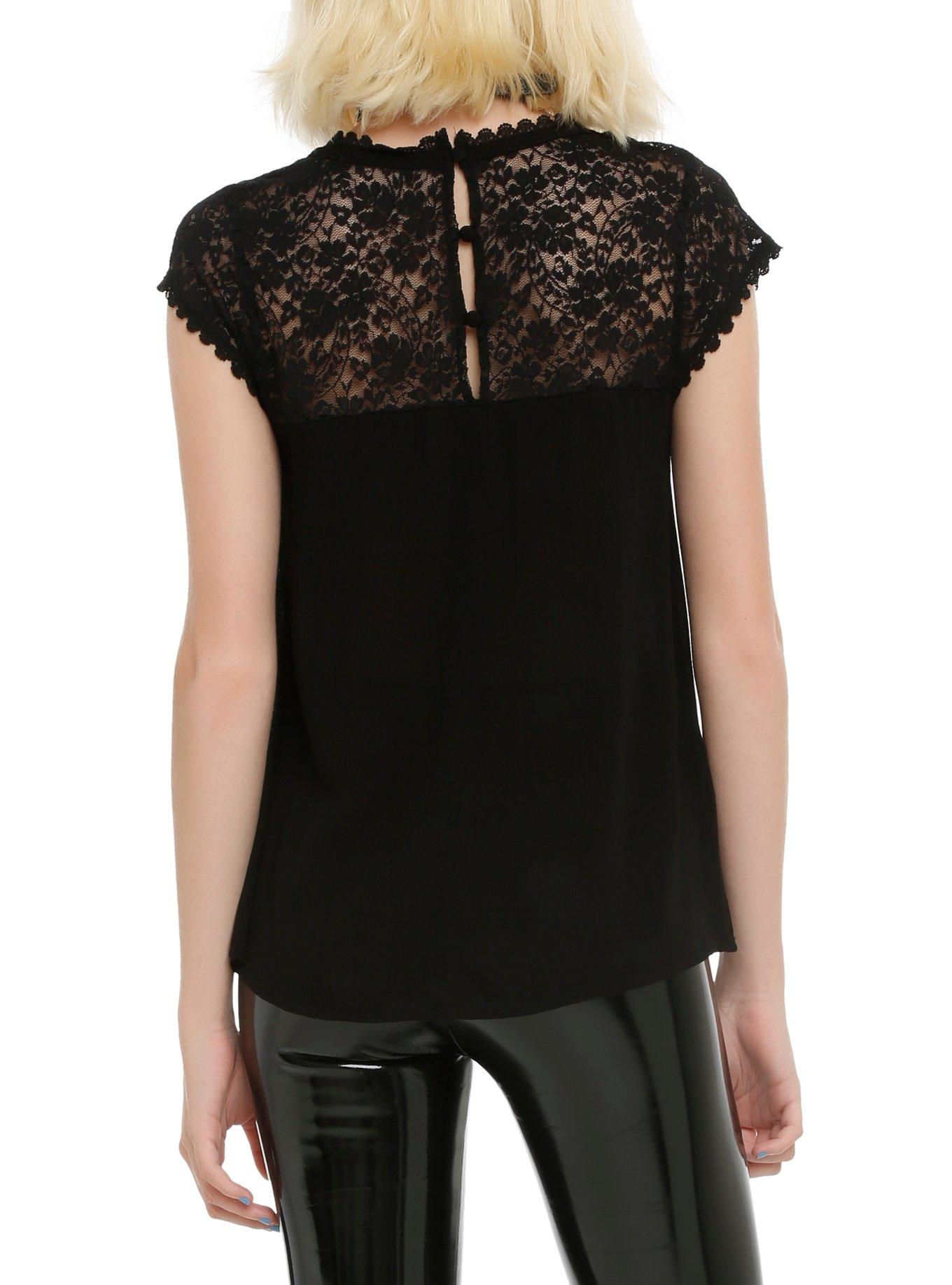 Black Lace Skull Top, , alternate