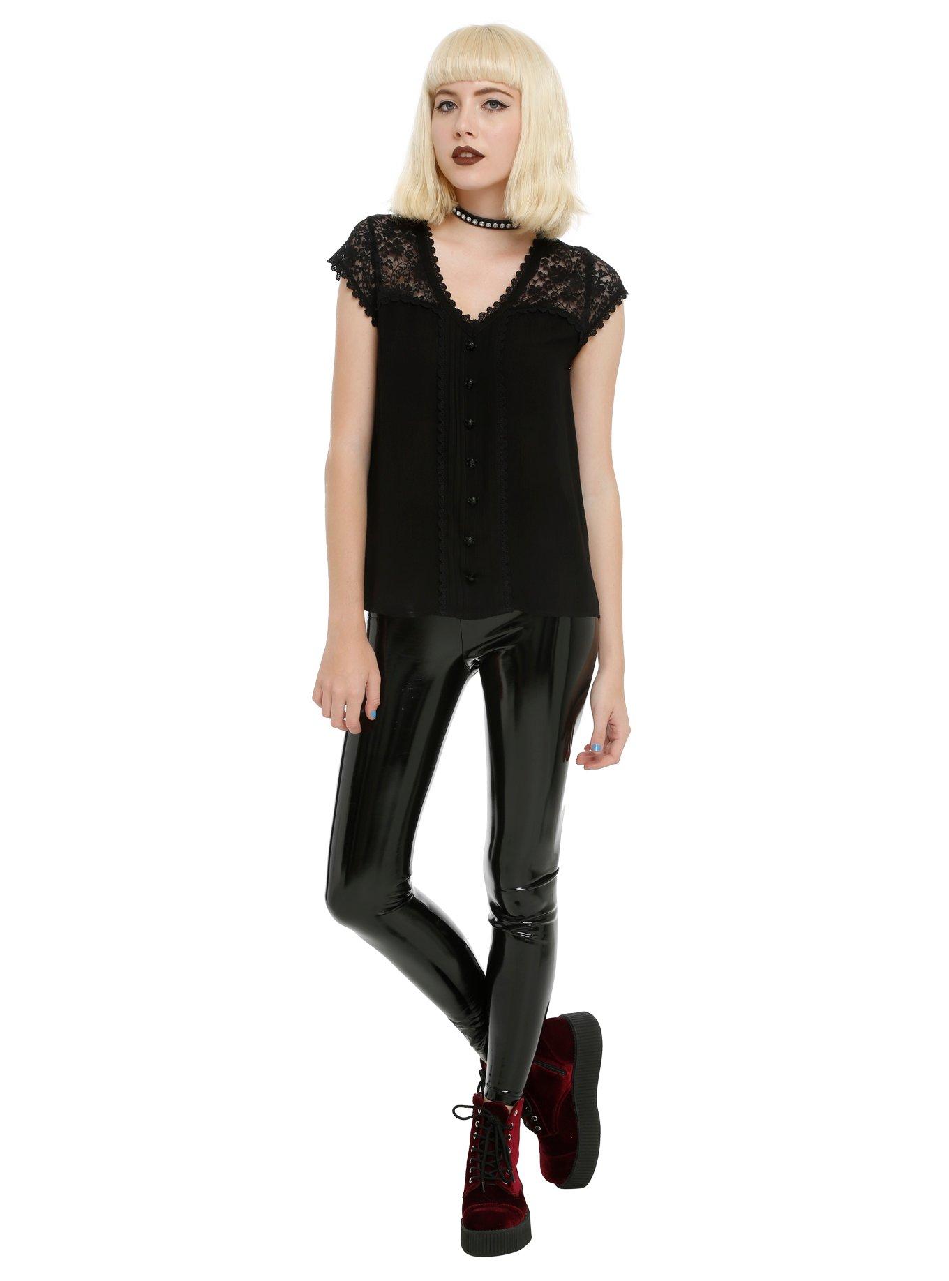 Black Lace Skull Top, , alternate