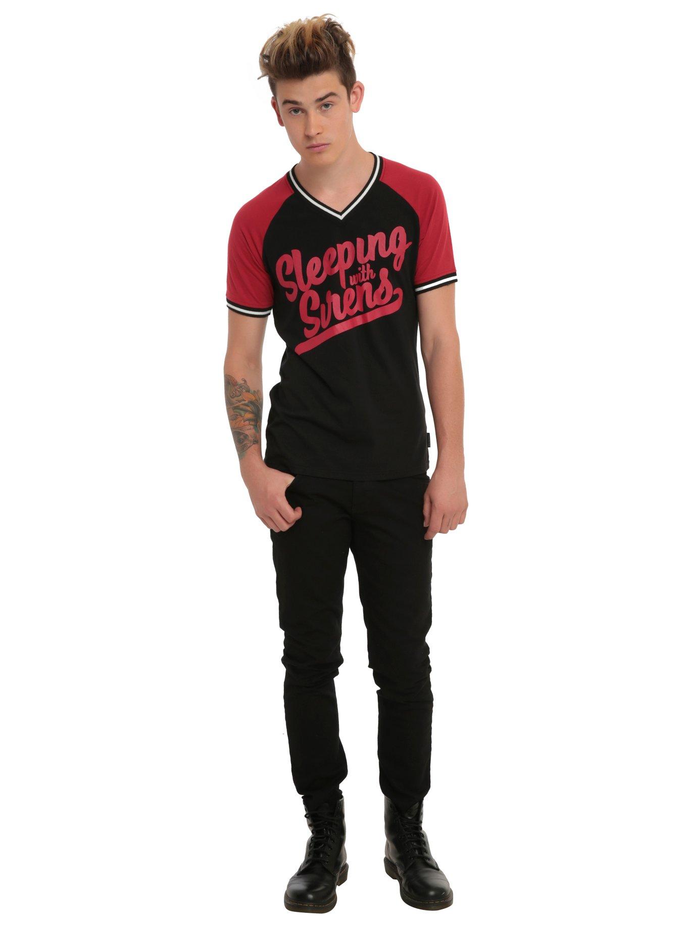 Sleeping With Sirens Athletic V-Neck T-Shirt, BLACK, alternate