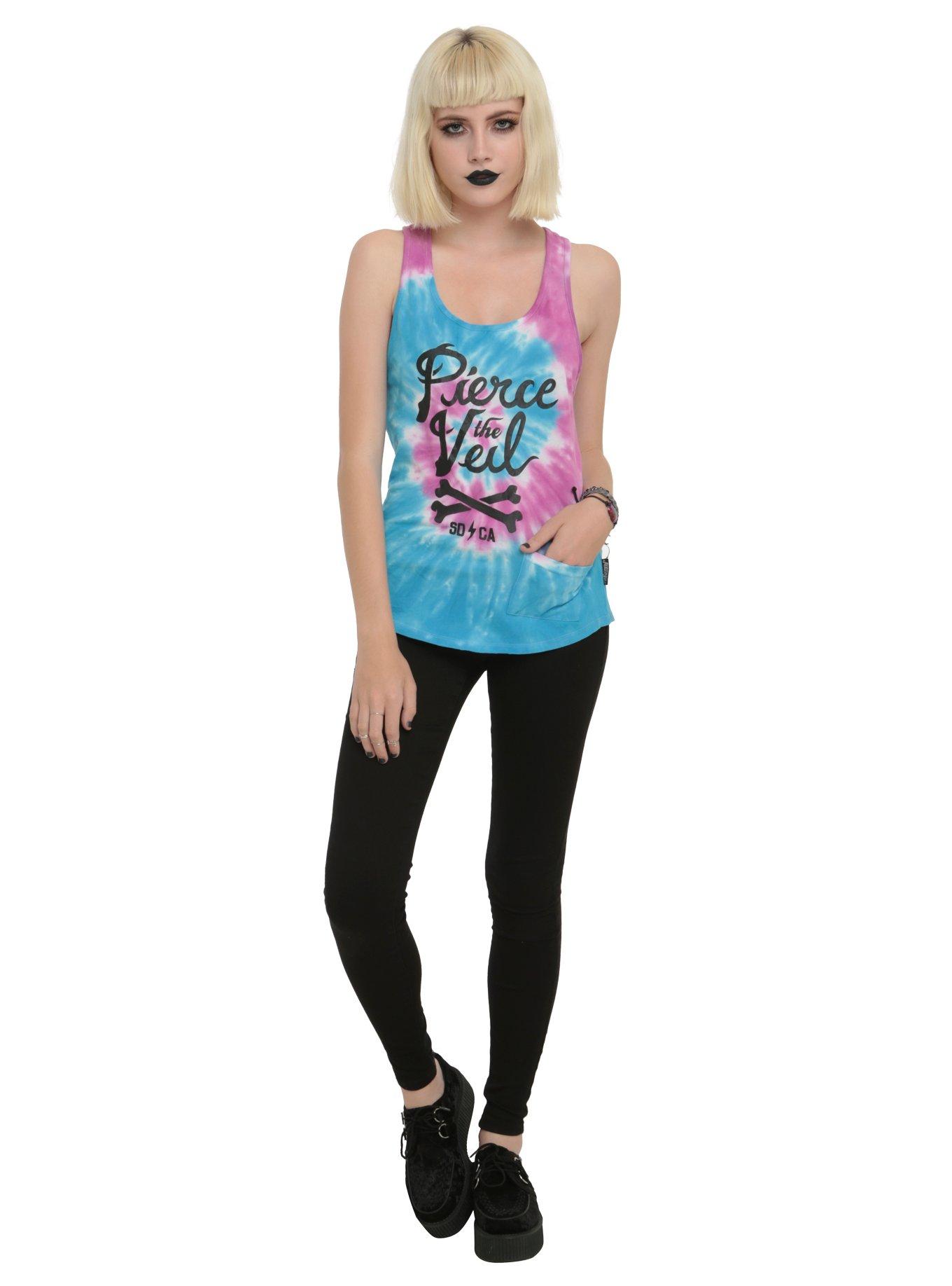 Pierce The Veil Pink Blue Tie Dye Girls Tank Top, TIE DYE, alternate