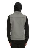 XXX RUDE Grey Denim Black Fleece Hooded Jacket, BLACK, alternate