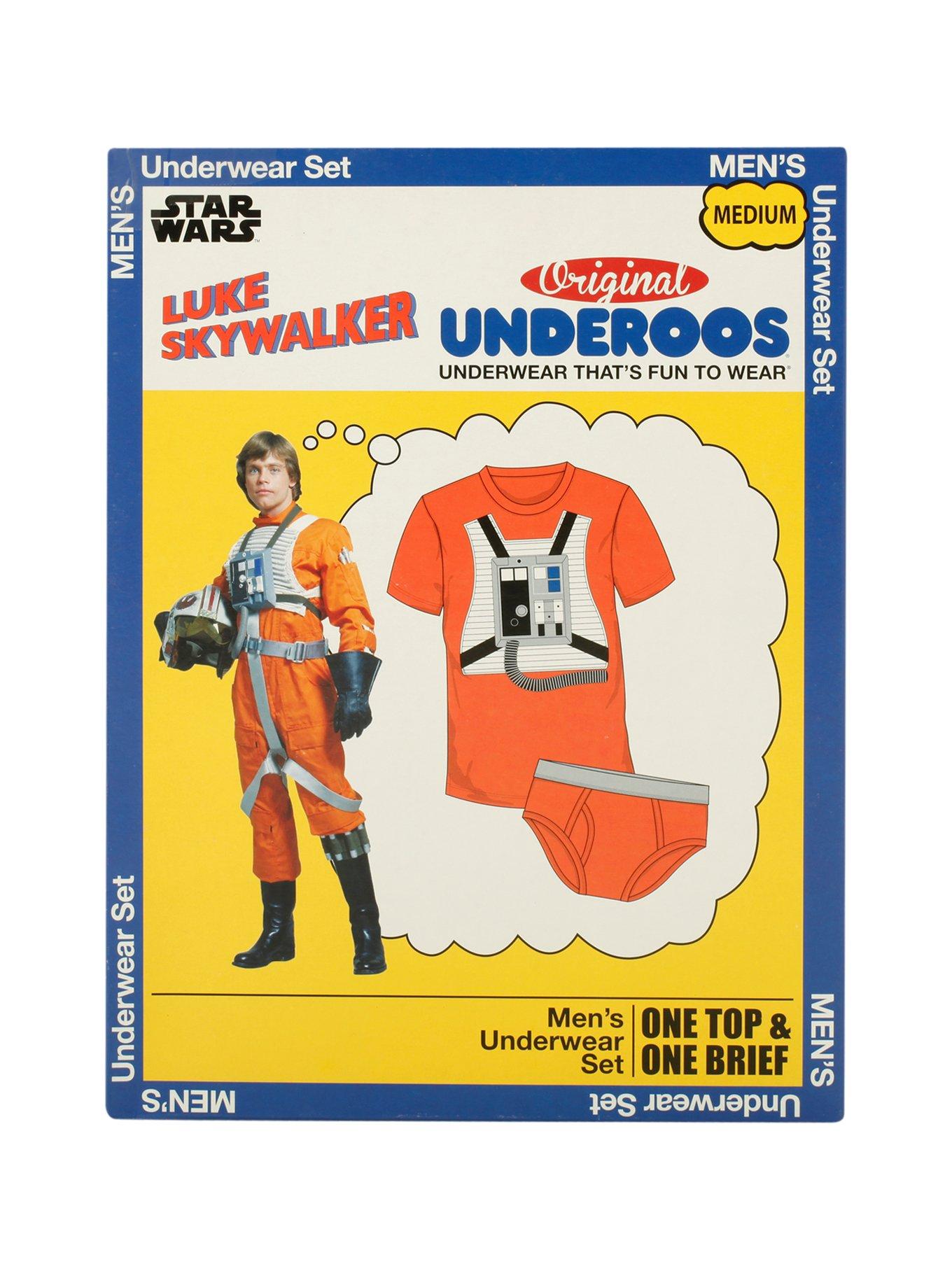 NEW STAR WARS Luke Skywalker Underoos Underwear Top Tee Shirt Briefs ADULT  S NWT