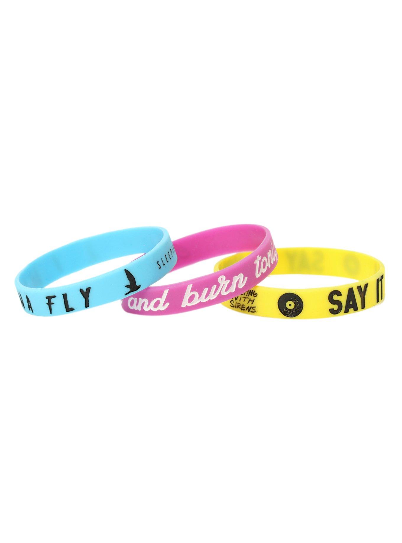 Sleeping With Sirens I Wanna Fly Rubber Bracelet 3 Pack, , alternate
