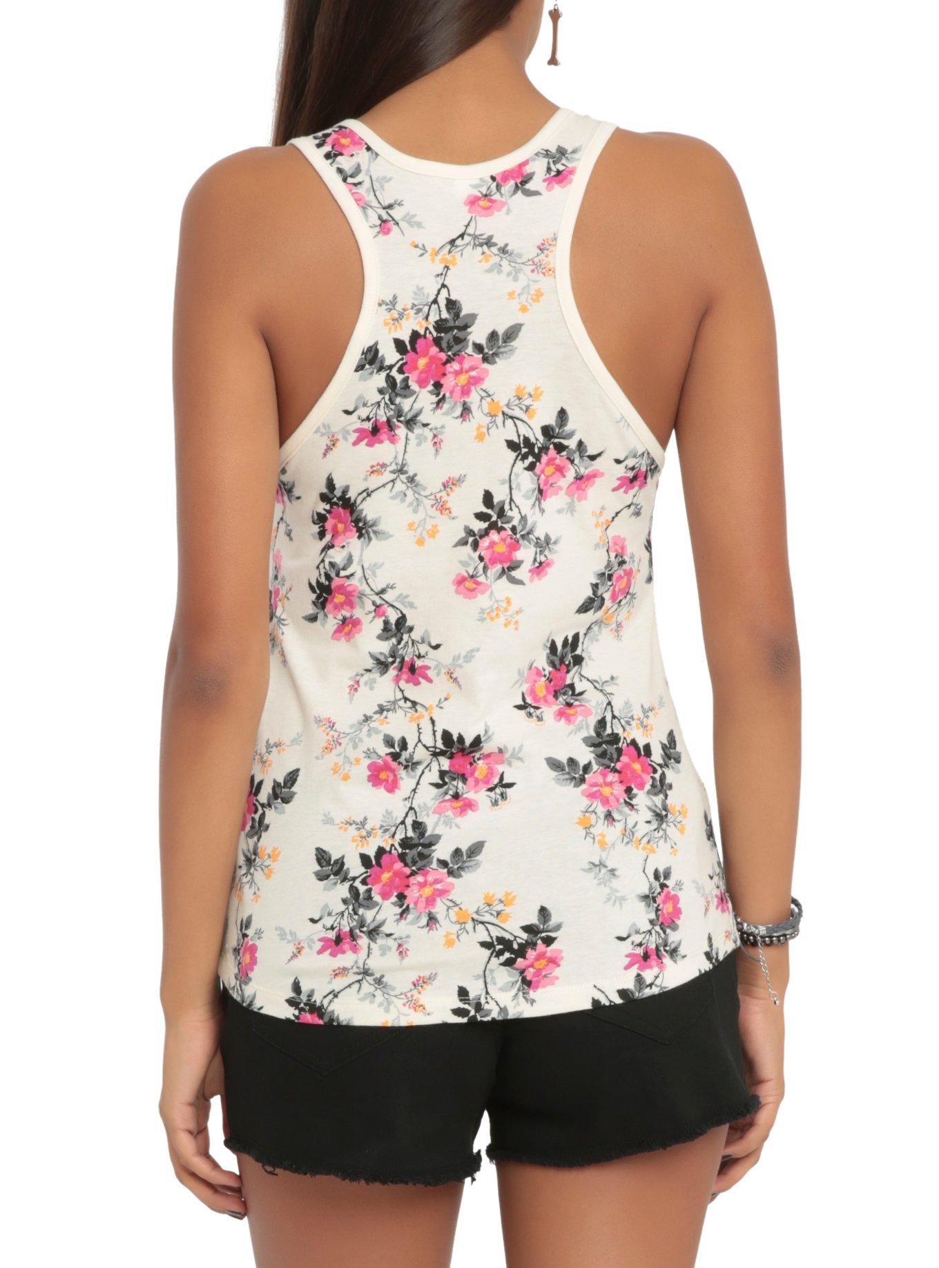 Paramore Floral Bars Girls Tank Top, WHITE, alternate