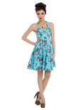 Hell Bunny Turquoise Floral Halter Dress, TURQUOISE, alternate