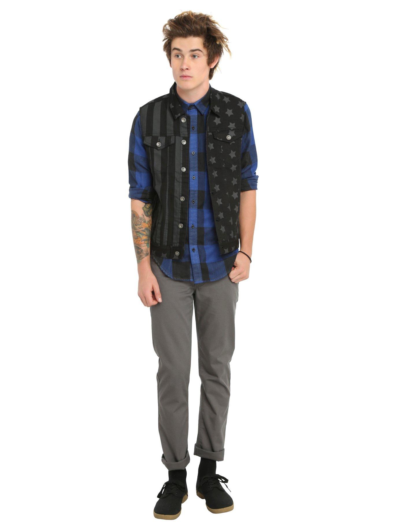 RUDE Americana Denim Vest, BLACK, alternate