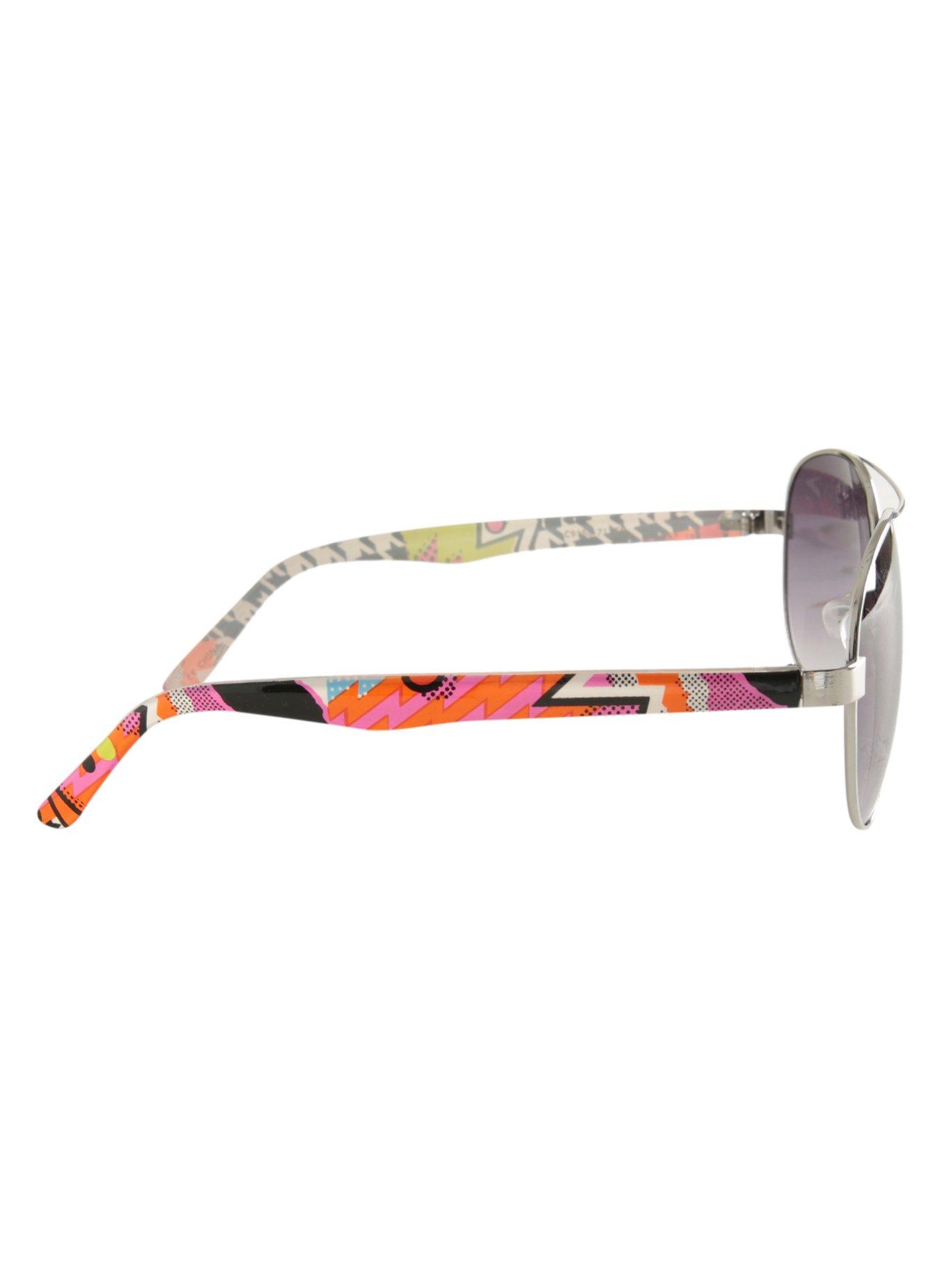 Neon Geo Aviator Sunglasses, , alternate