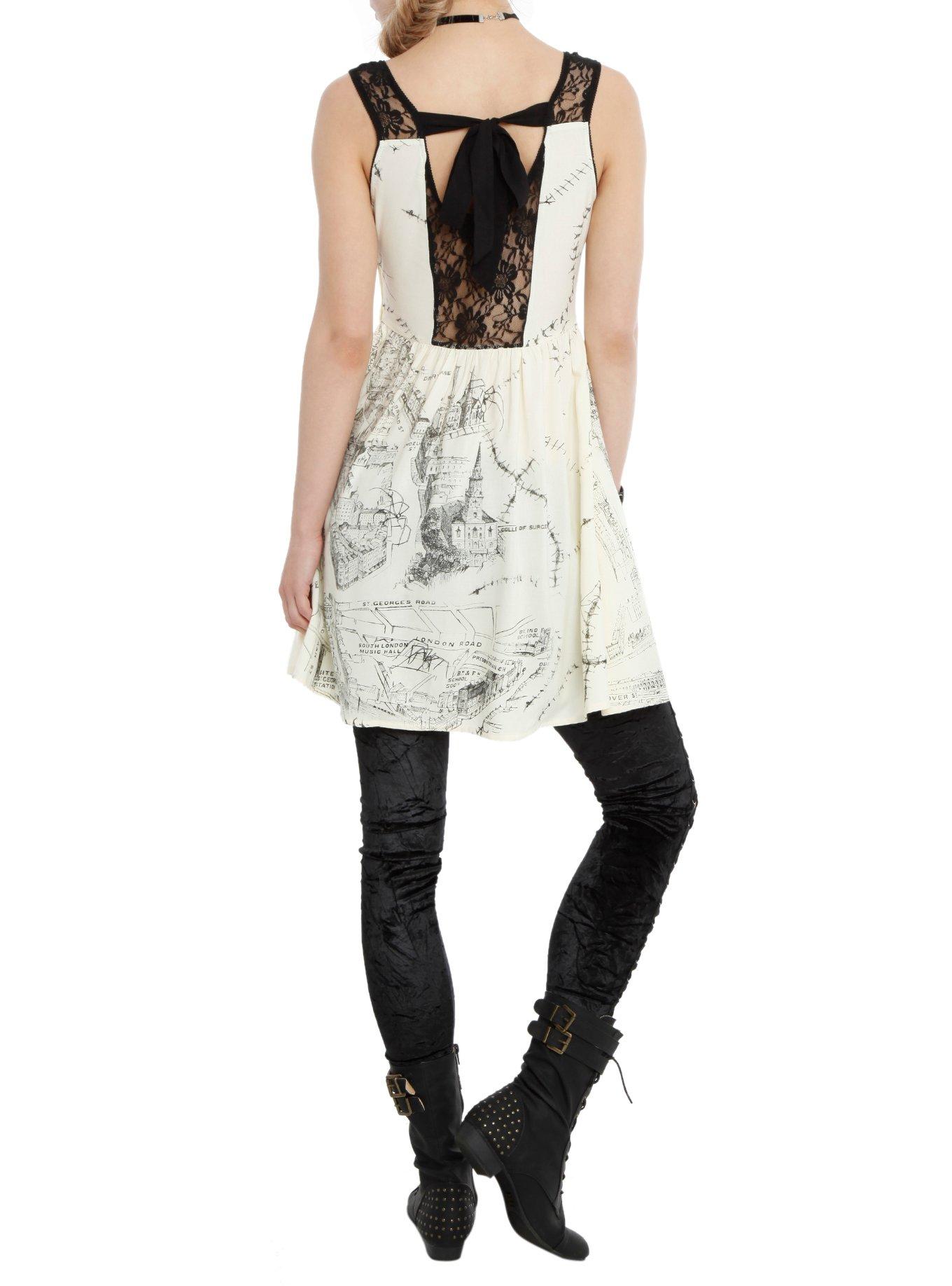 Penny Dreadful Map Of London 1891 Dress, IVORY, alternate