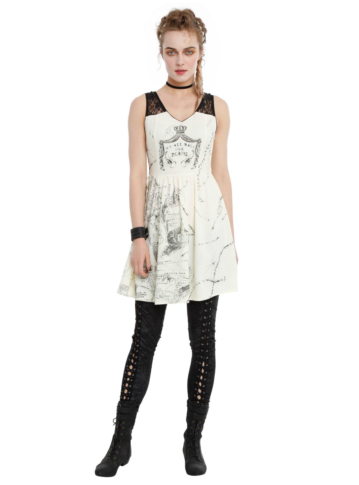 Penny Dreadful Map Of London 1891 Dress, IVORY, alternate
