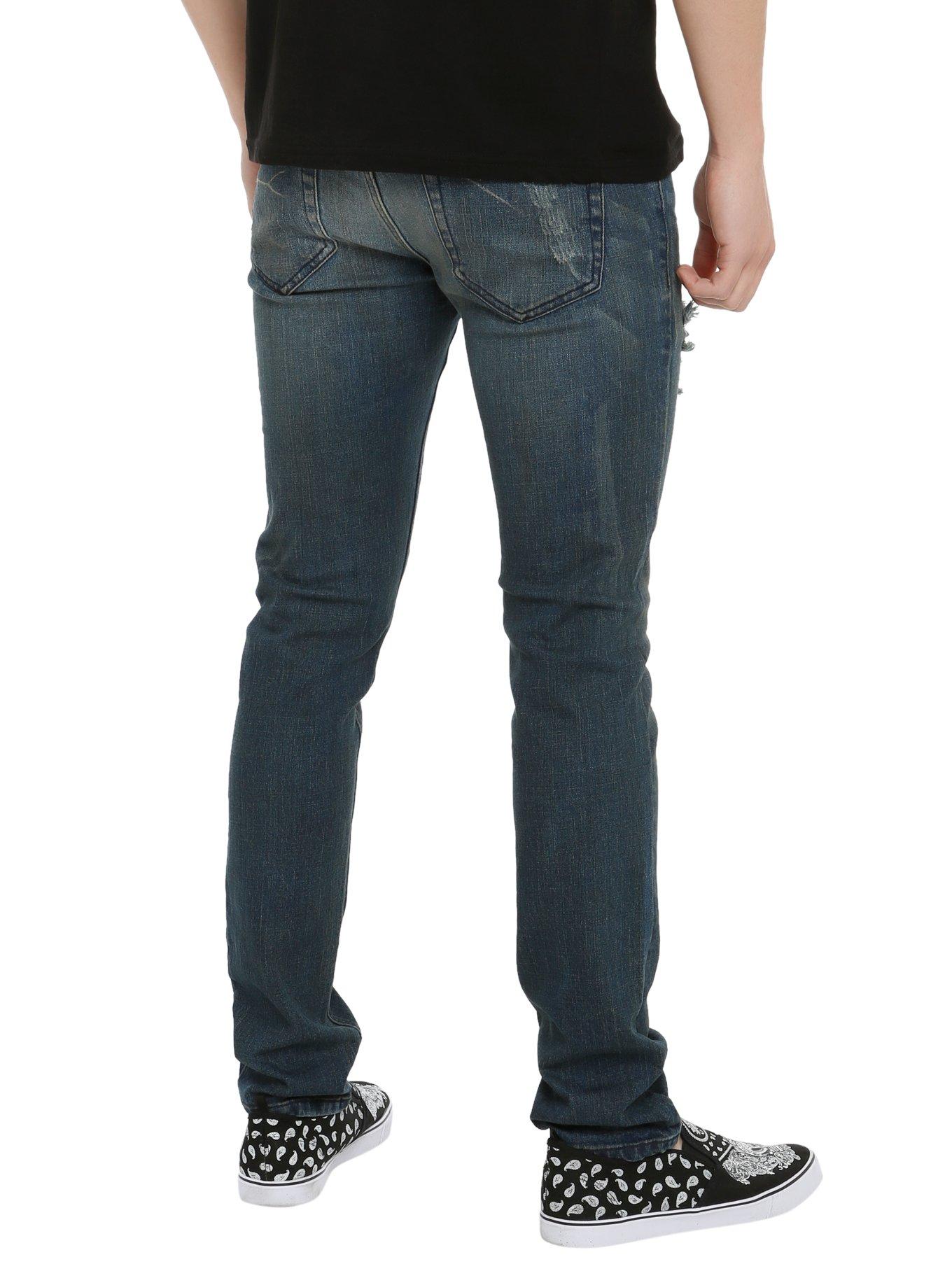 XXX RUDE Vintage Wash Deconstructed Skinny Jeans, LIGHT BLUE, alternate