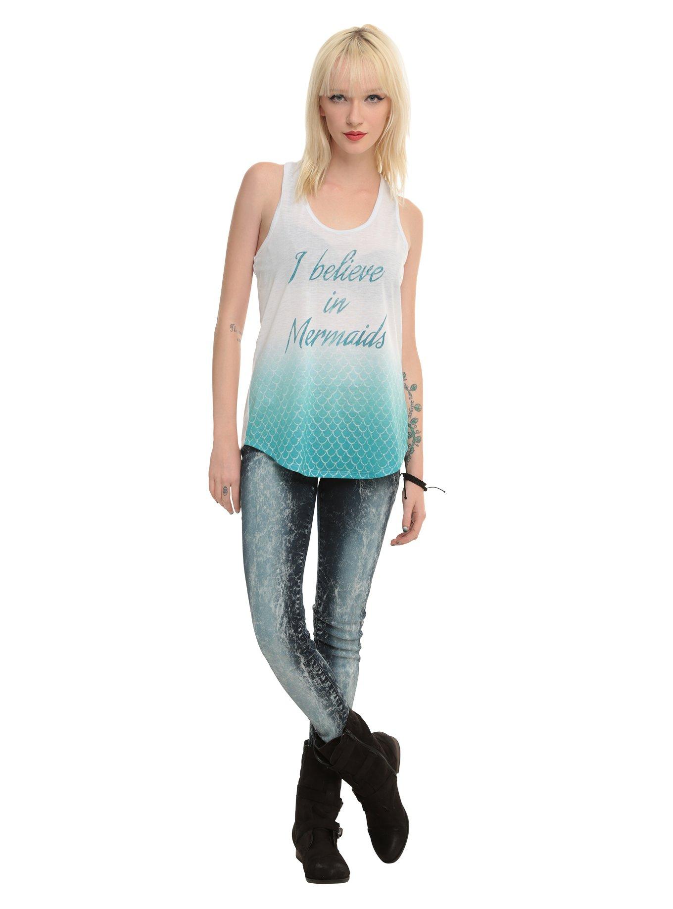 Believe In Mermaids Scales Girls Tank Top, , alternate