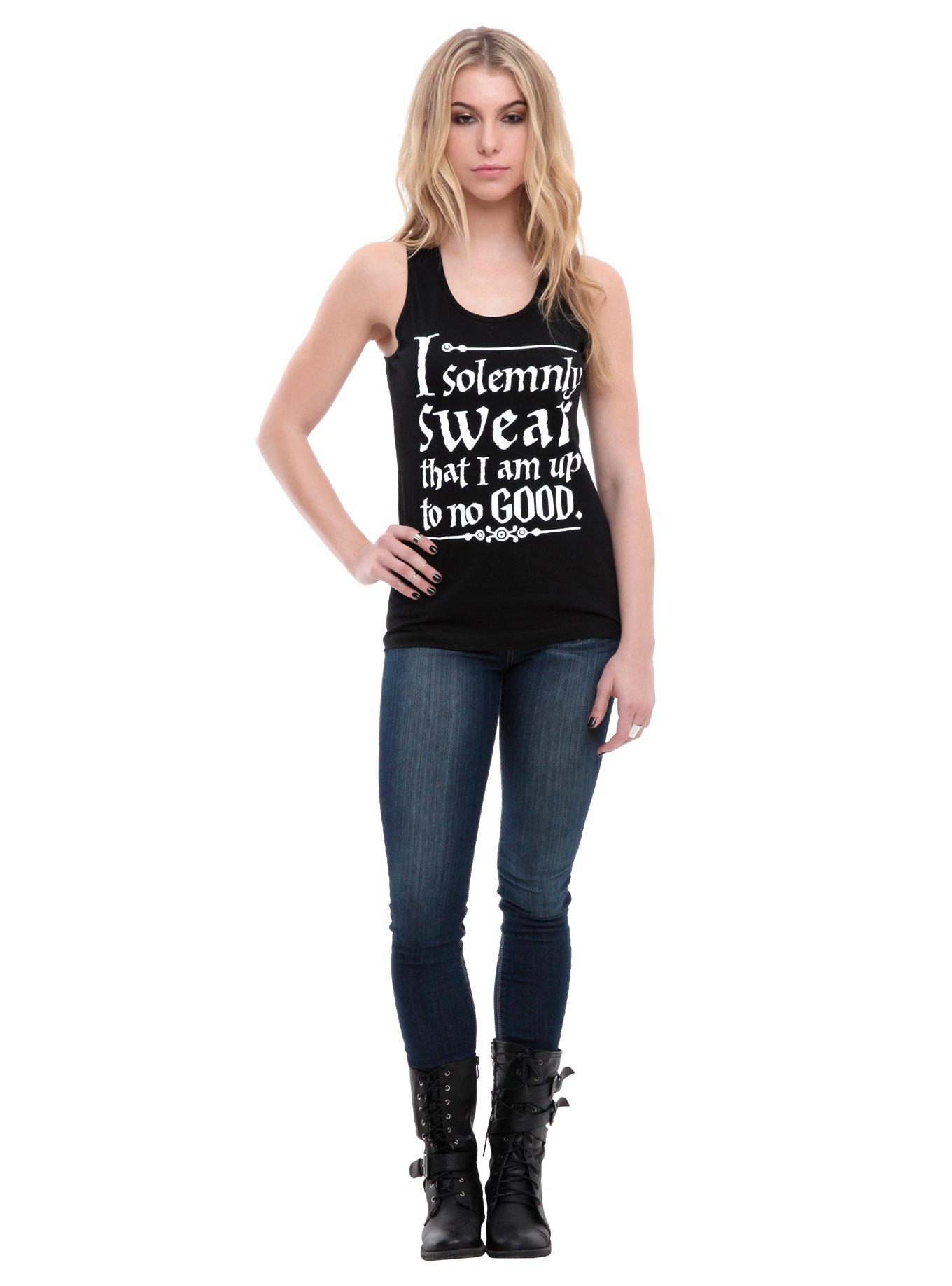 Harry Potter Solemnly Swear Girls Tank Top, BLACK, alternate