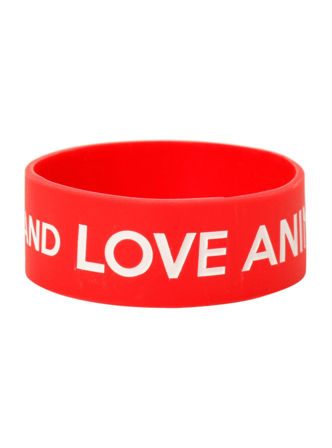 Keep Calm And Love Anime Rubber Bracelet, , alternate