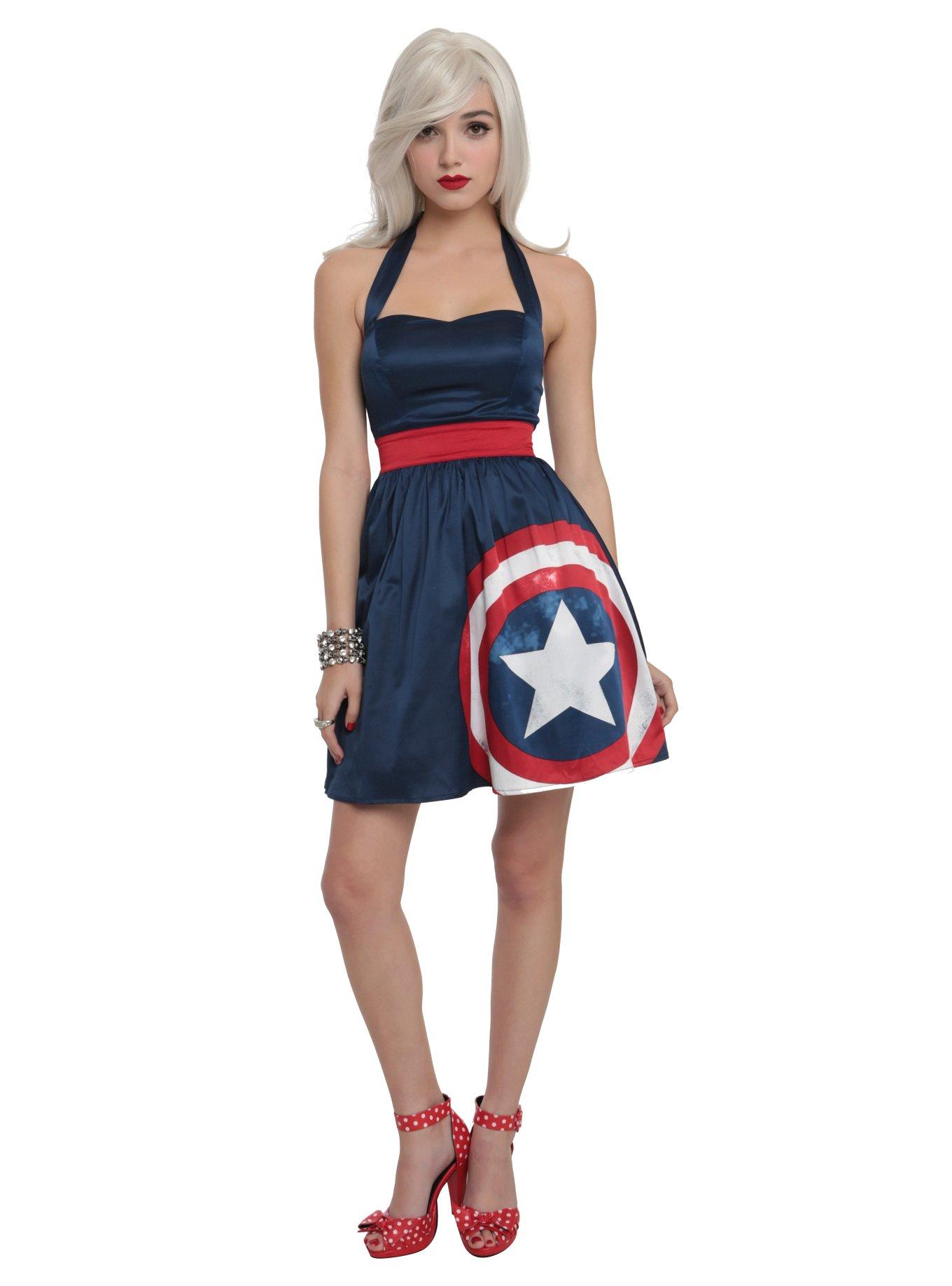 Her Universe Marvel Captain America Halter Dress, , alternate