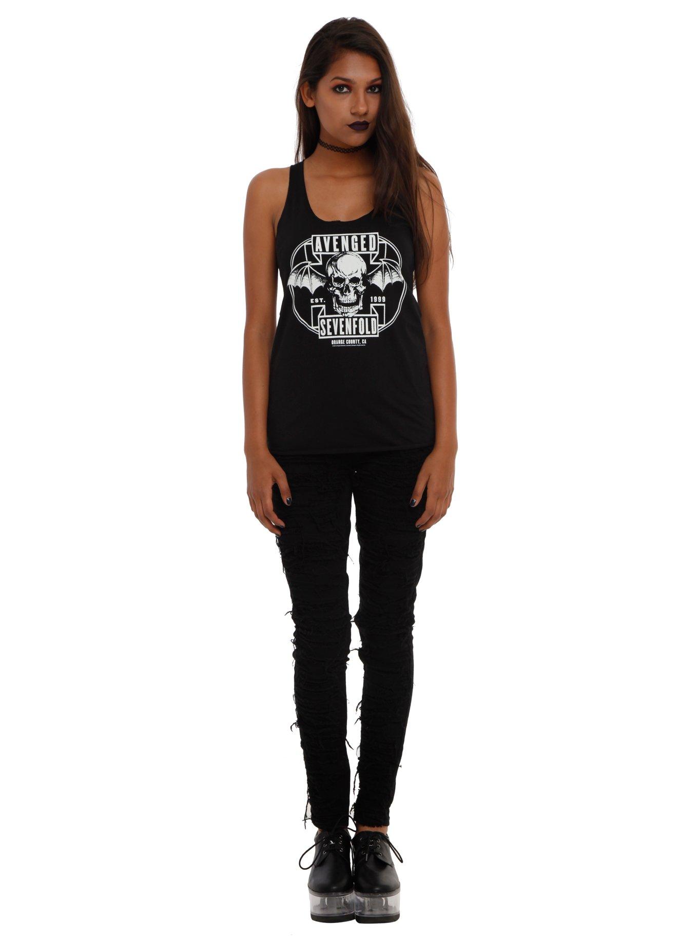 Avenged Sevenfold Death Bat Girls Tank Top, BLACK, alternate