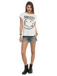 Nirvana Smiley Girls Boyfriend T-Shirt, WHITE, alternate