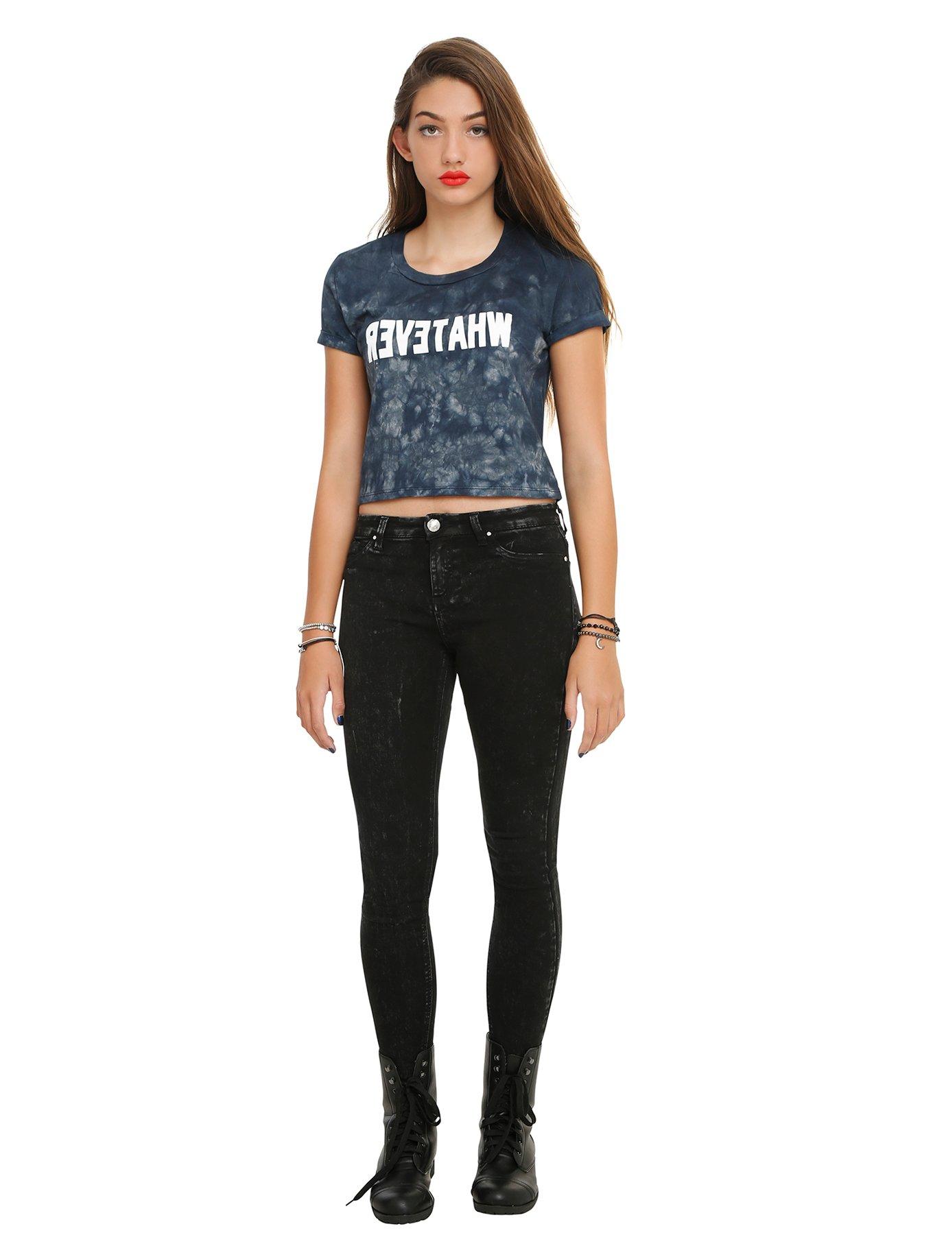 Whatever Tie Dye Crop Top, BLACK, alternate