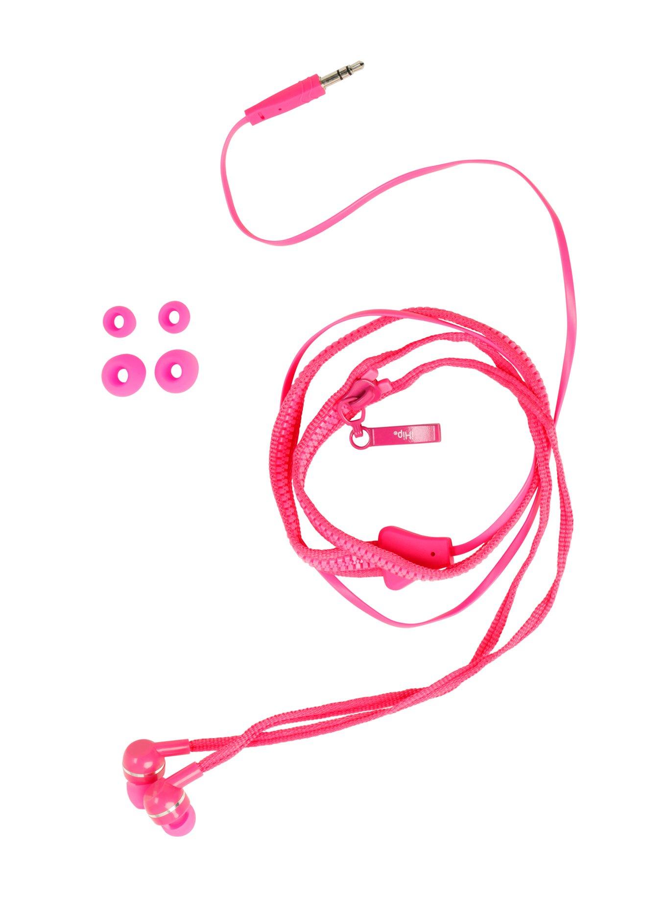 iHip Pink Zipper Earbuds, , alternate