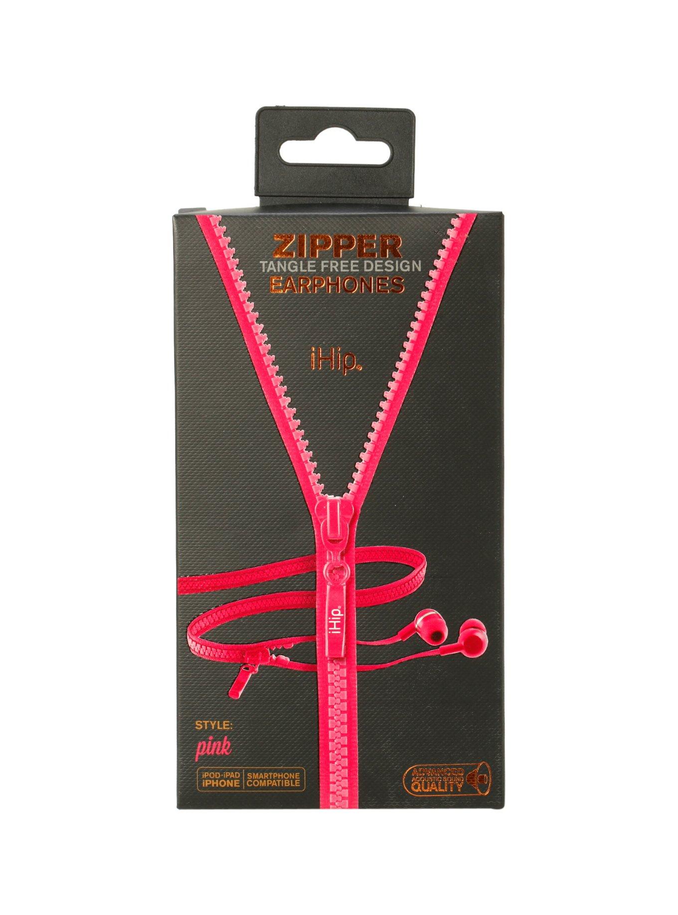 iHip Pink Zipper Earbuds, , alternate
