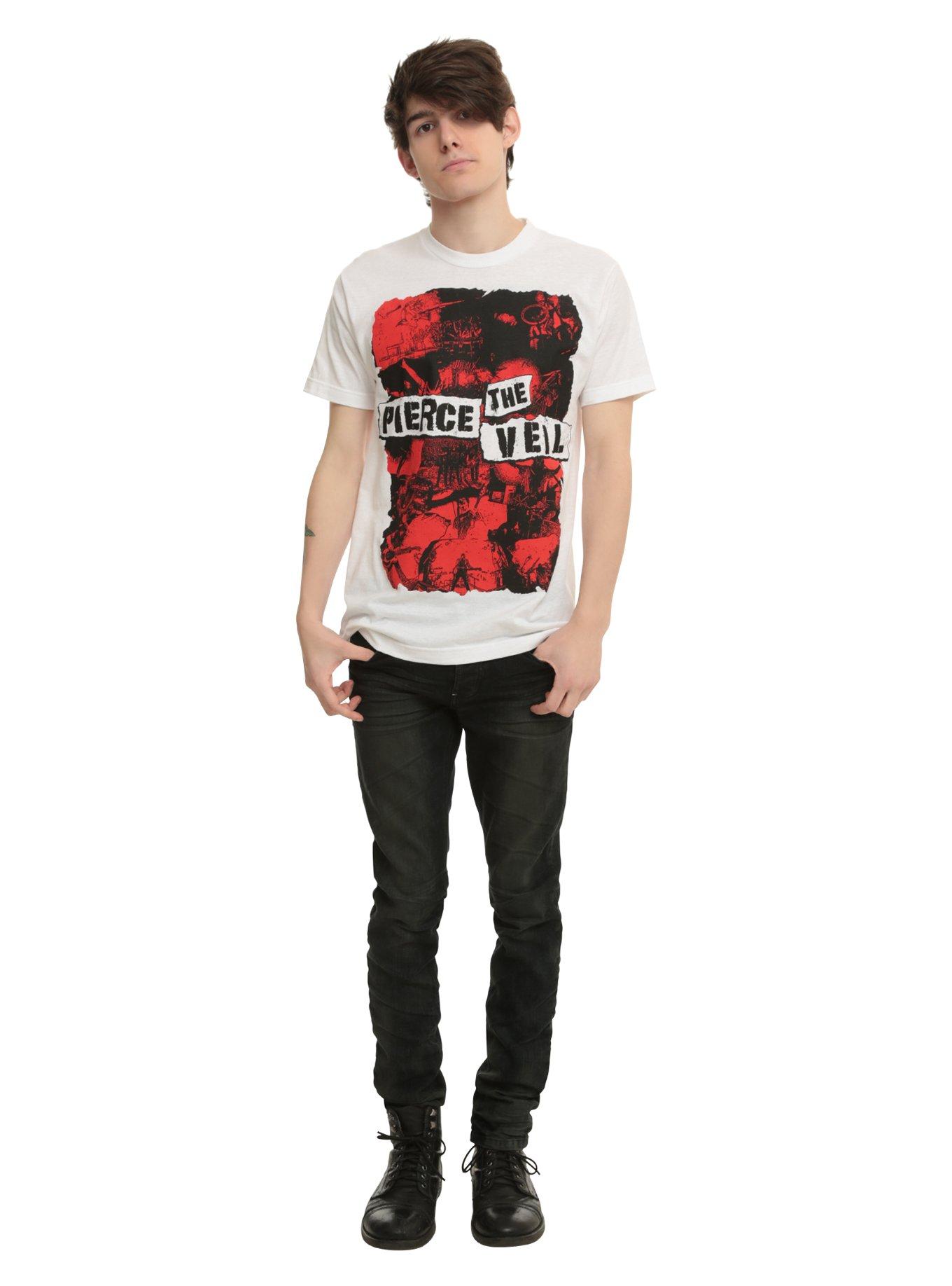 Pierce The Veil Red Collage T-Shirt, WHITE, alternate