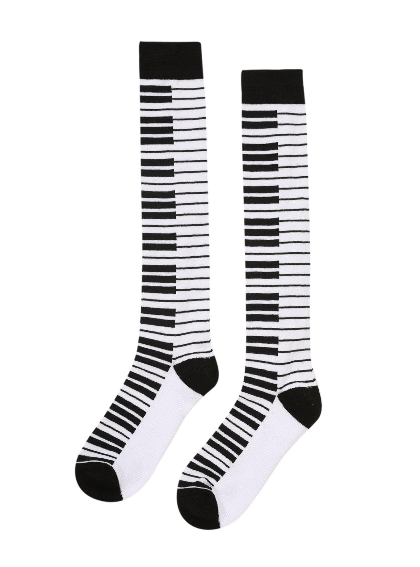 LOVEsick Piano Keys Knee-High Socks, , alternate