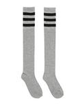 Grey & Black Striped Over-The-Knee Socks, , alternate