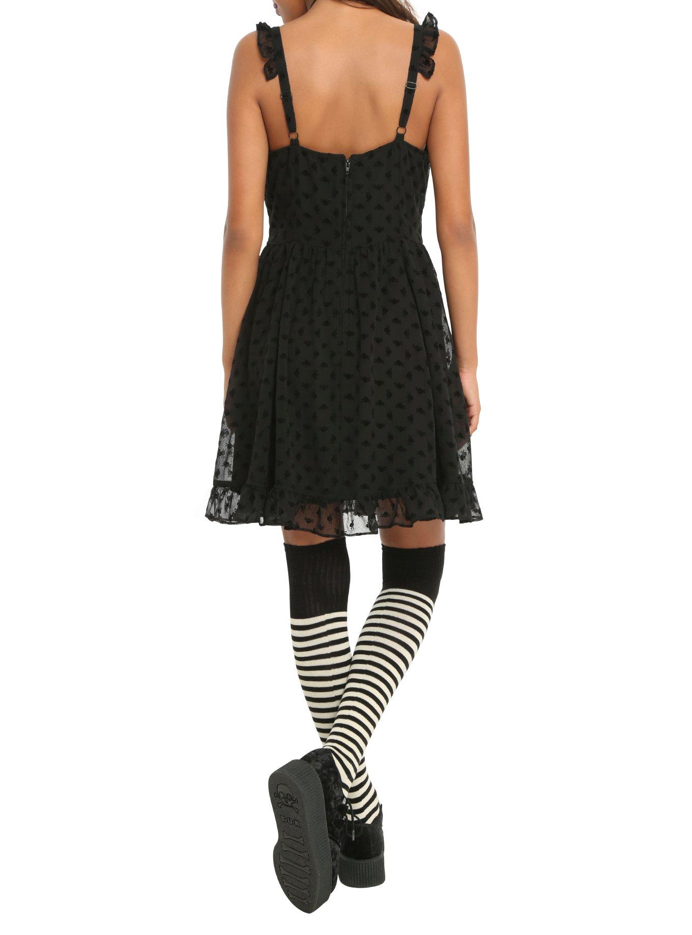 Royal Bones By Tripp Black Flocked Skull Dress, BLACK, alternate