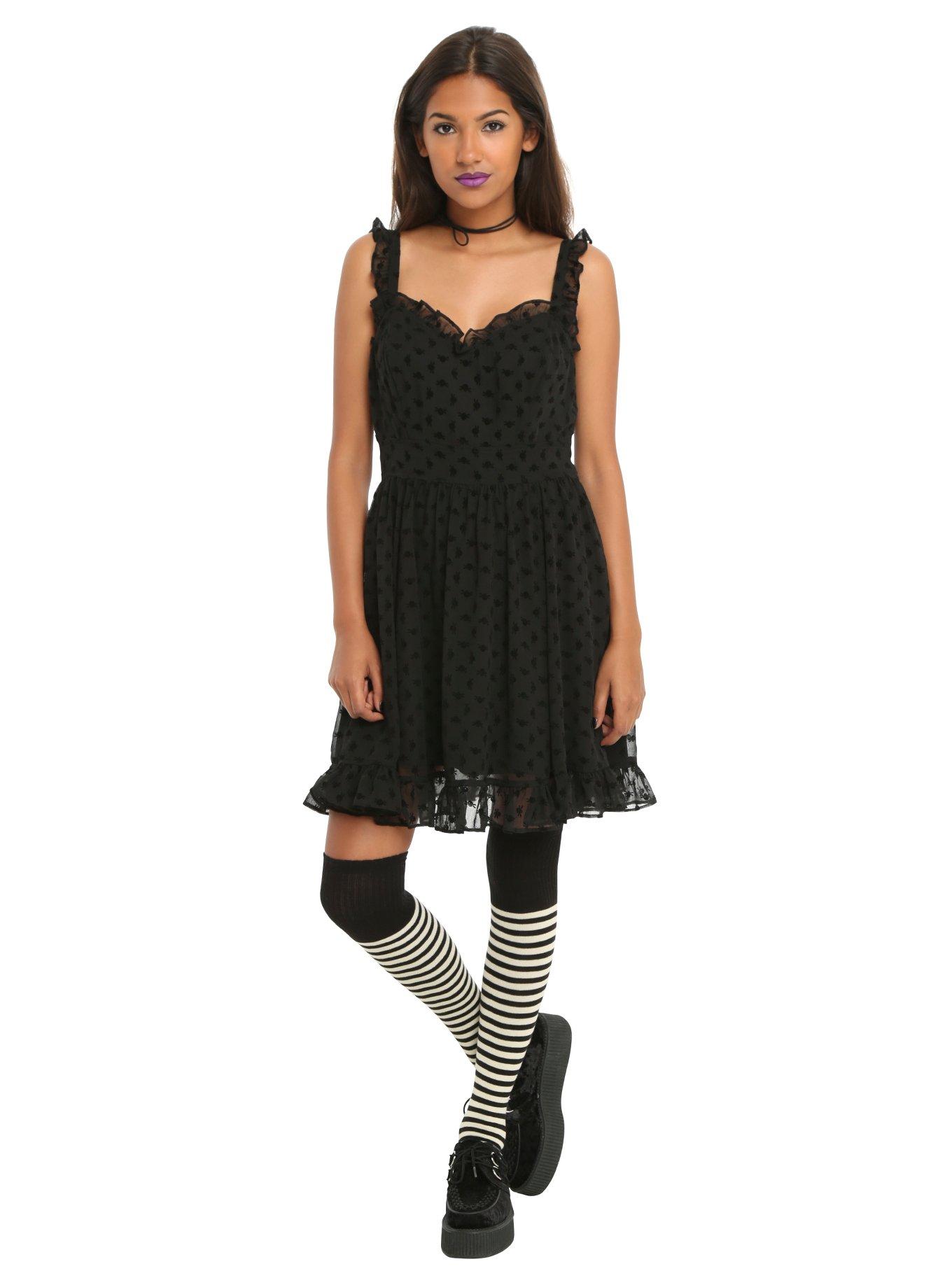 Royal Bones By Tripp Black Flocked Skull Dress, BLACK, alternate