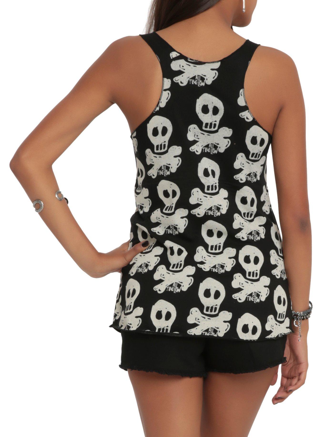 All Time Low Skully Print Girls Tank Top, BLACK, alternate