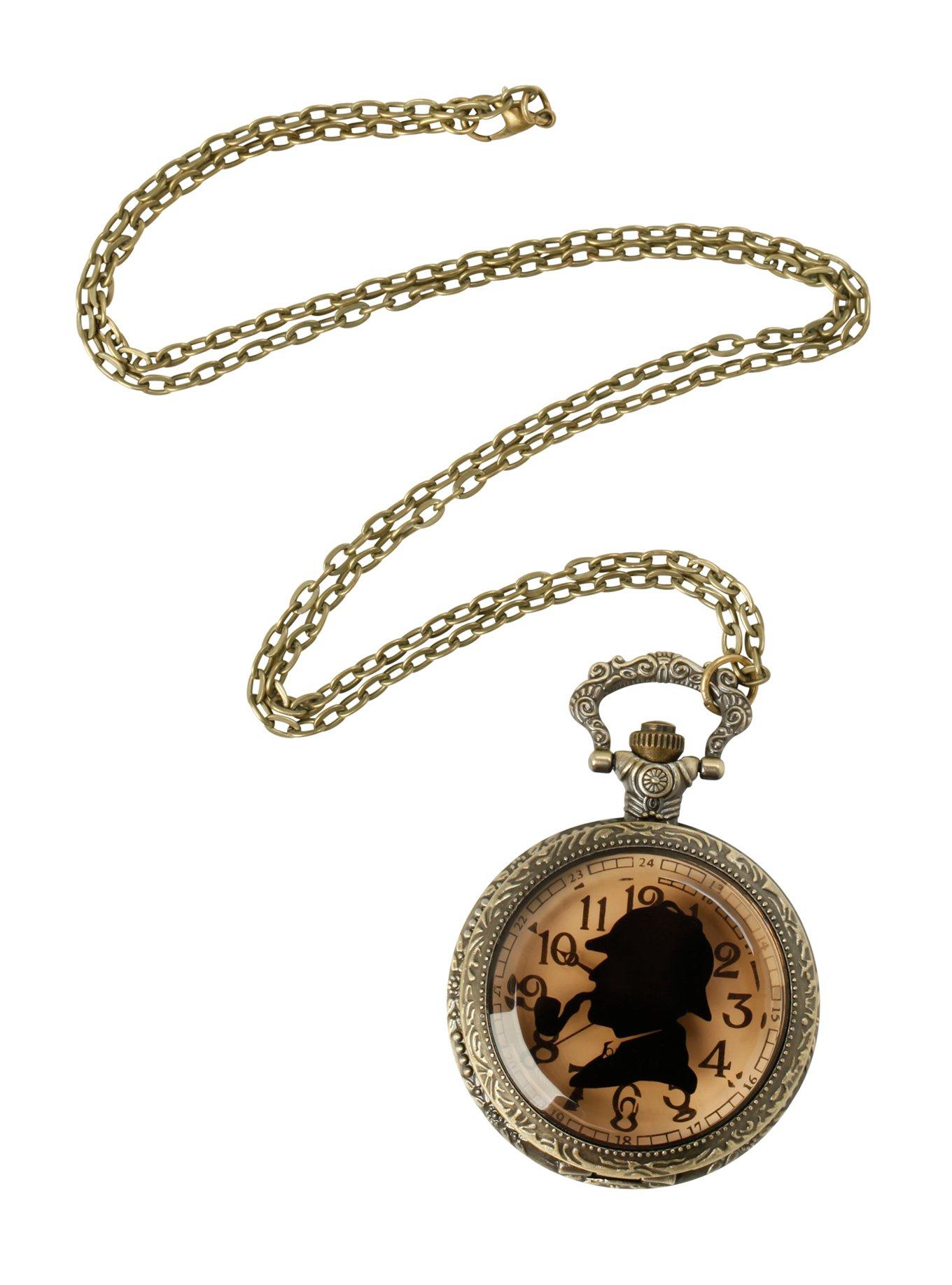 LOVEsick Sherlock Pocket Watch Long Necklace, , alternate