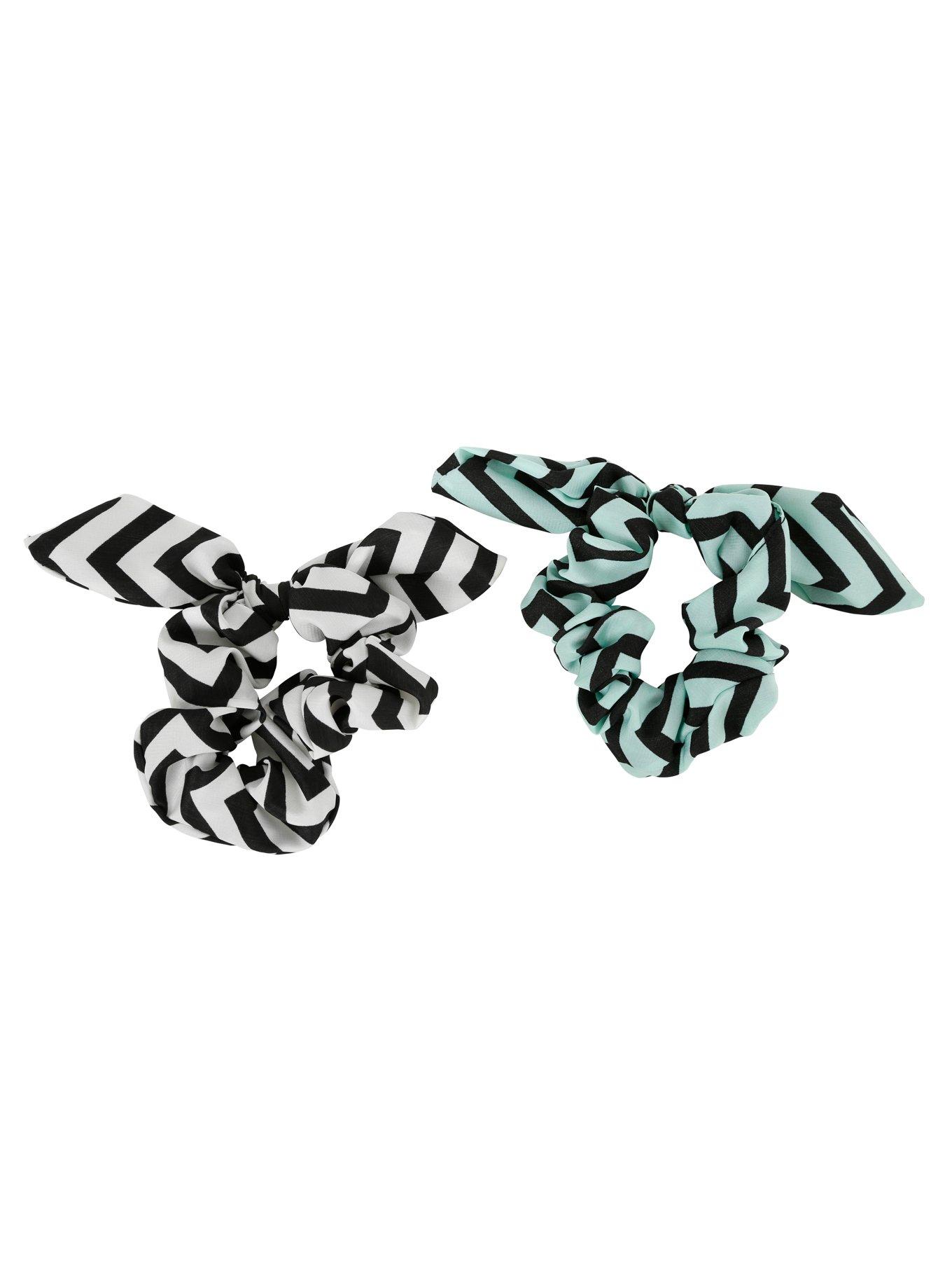 Mint & White Chevron Hair Tie 2 Pack, , alternate