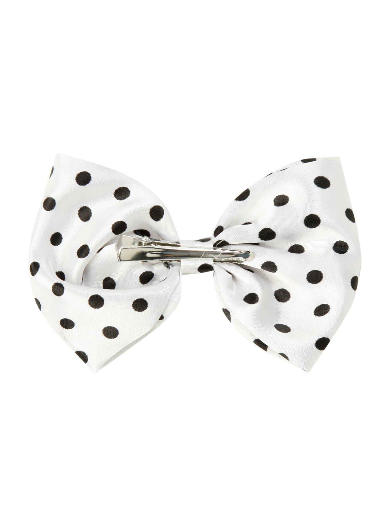 LOVEsick White & Black Polka Dot Hair Bow, , alternate