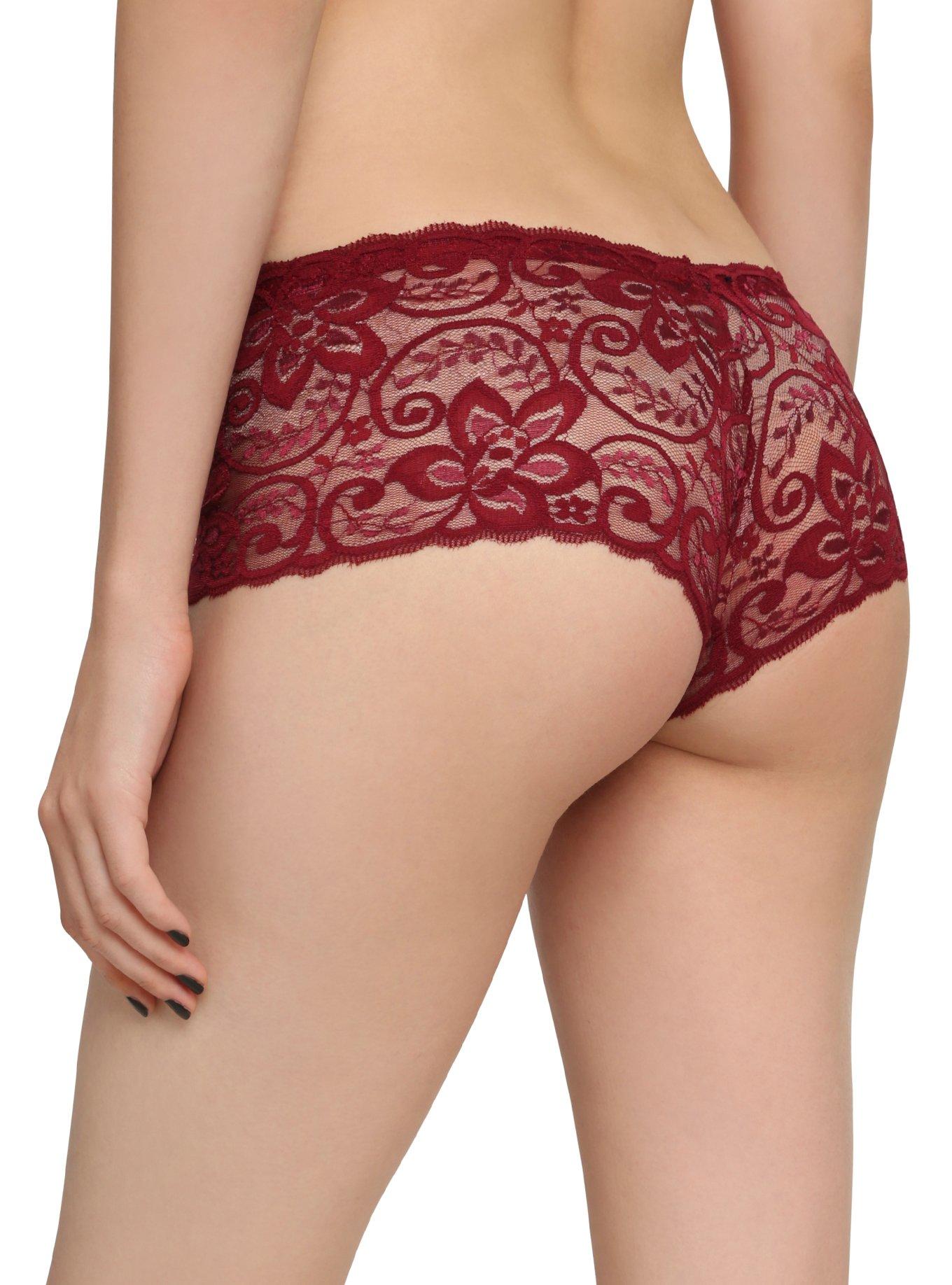 LOVEsick Purple Black & Burgundy Lace Hot Pants 3 Pack, , alternate